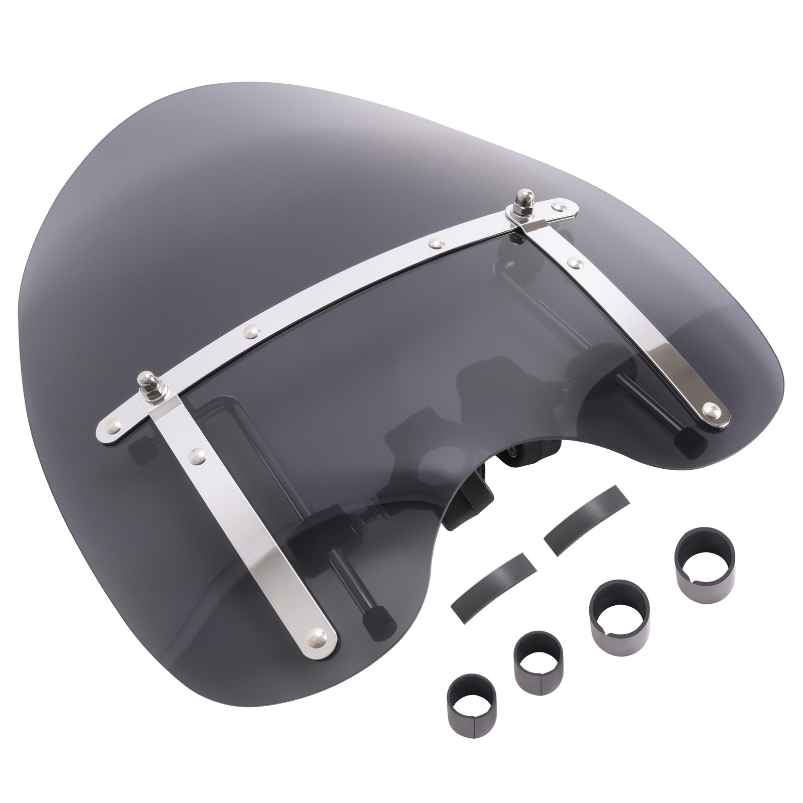Universal 17 x 19″ Smoke Motorcycle Windshield for Harley Yamaha Kawasaki Honda