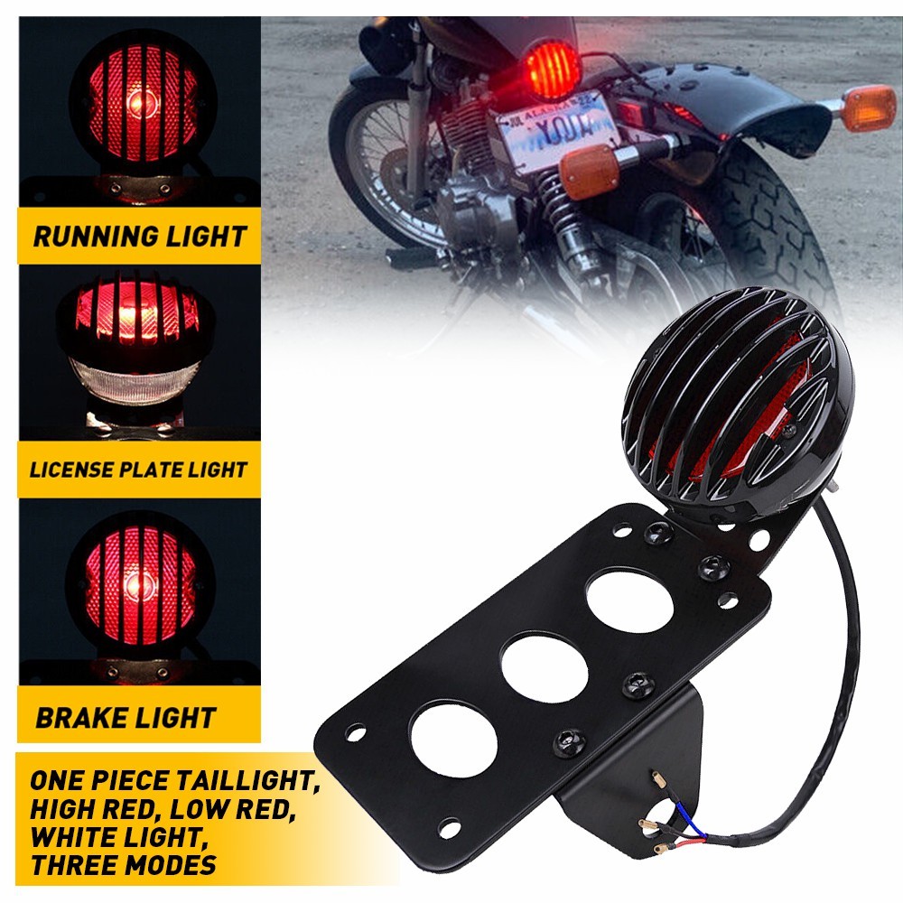 Motorcycle Side Mount License Plate Bracket & Brake Tail Light For Honda Bobber