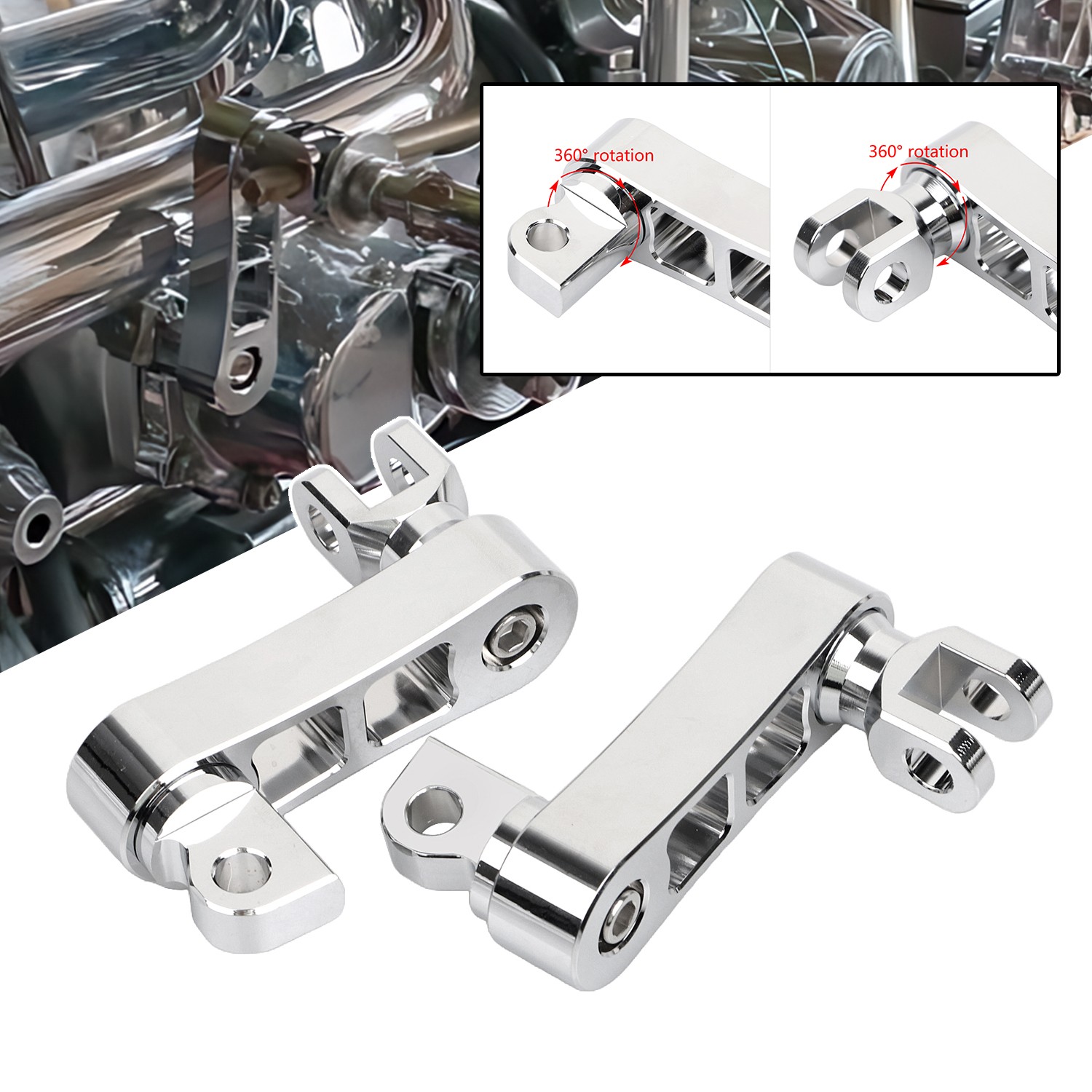 Chrome Foot Peg Extensions Mount For Harley Dyna Wide Glide FXDWG Fat Bob FXDF