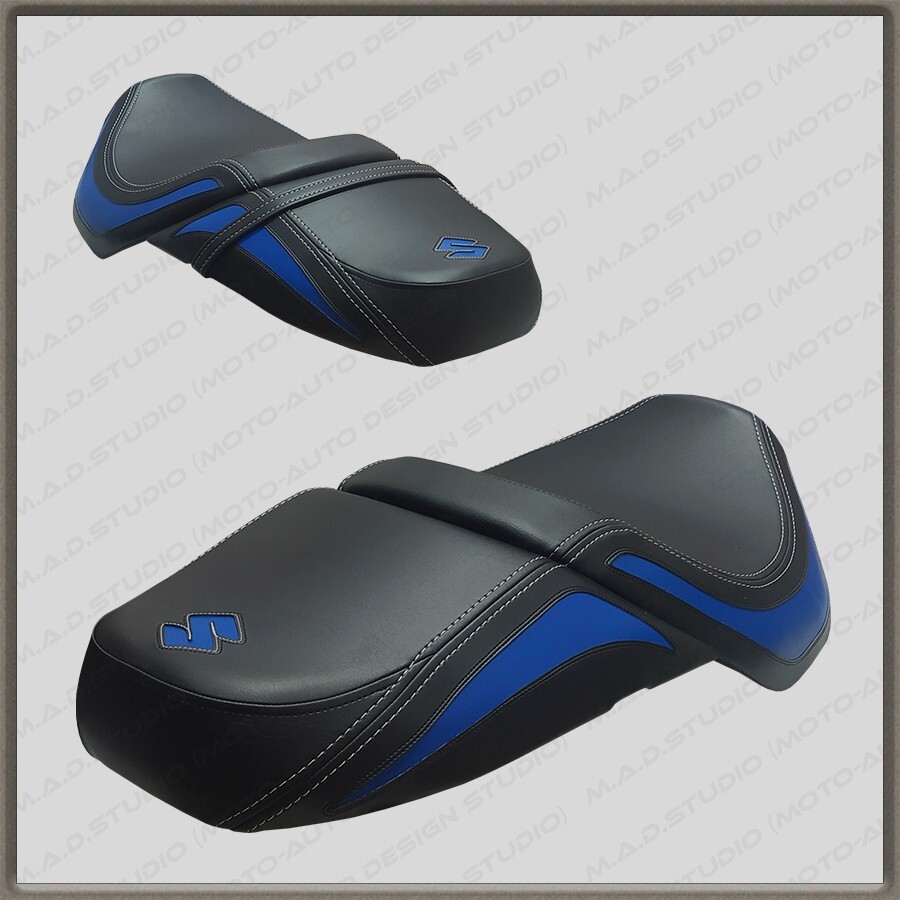 CUSTOM Seat Cover Suzuki BOULEWARD M109R (INTRUDER M1800R) Black+Blue+wt 2006+