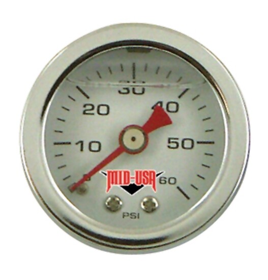 Mid USA 0-60 PSI 1.5″ White Face Liquid Filled Oil Pressure Gauge Harley 88035