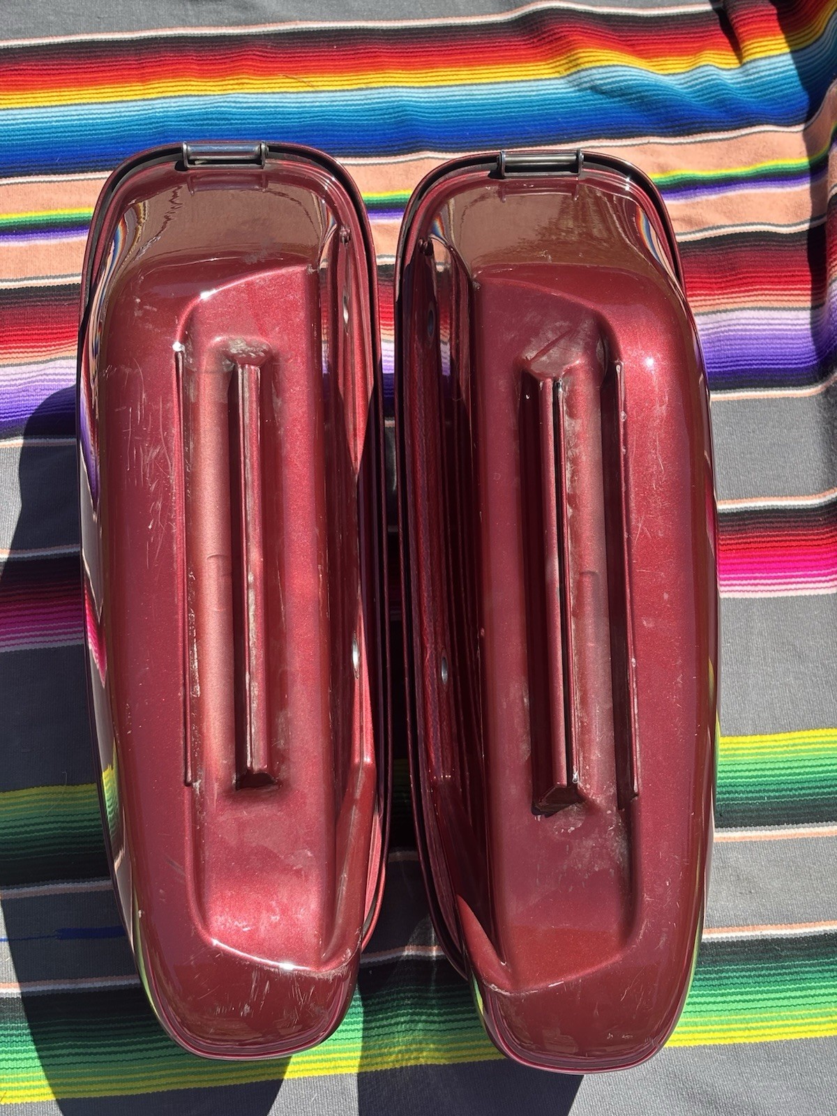 Harley Softail Deuce OEM Hard Bag Saddlebag Set Red Fatboy Genuine