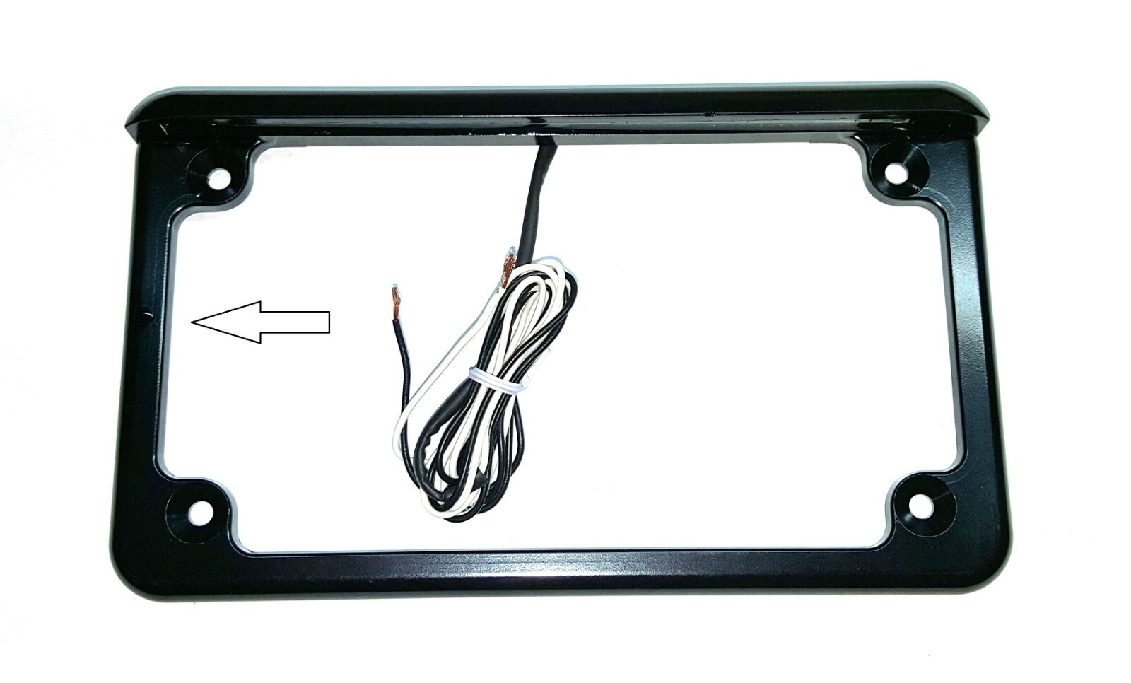 Horizontal Mount LED Motorcycle License Plate Frame in Black Powder Coat Finish