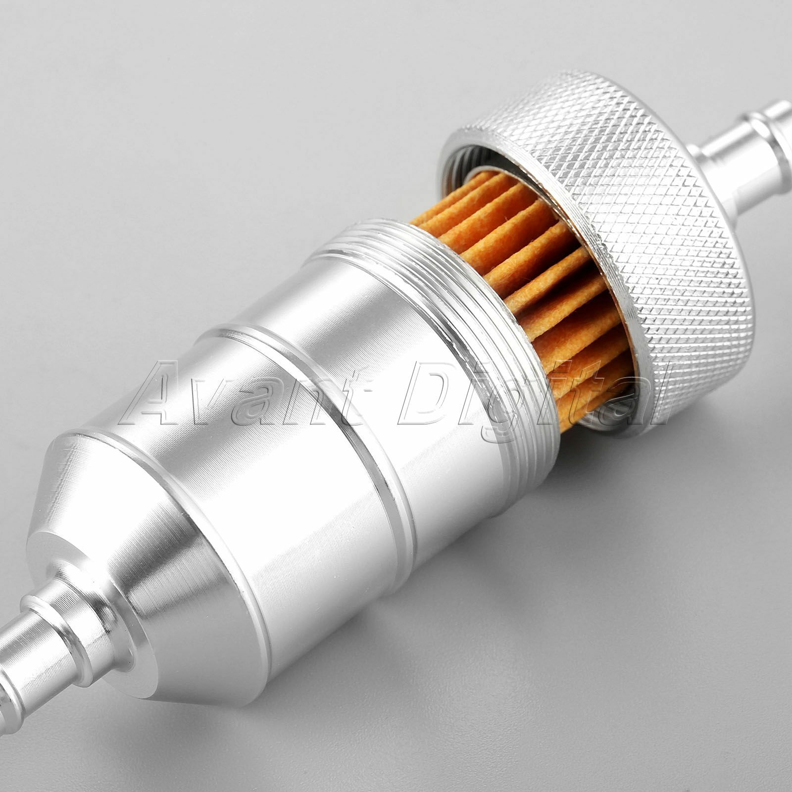1x 5/16″ 8mm Motorcycle CNC Fuel Gas Oil Petrol Filter In-Line Cleaner Universal