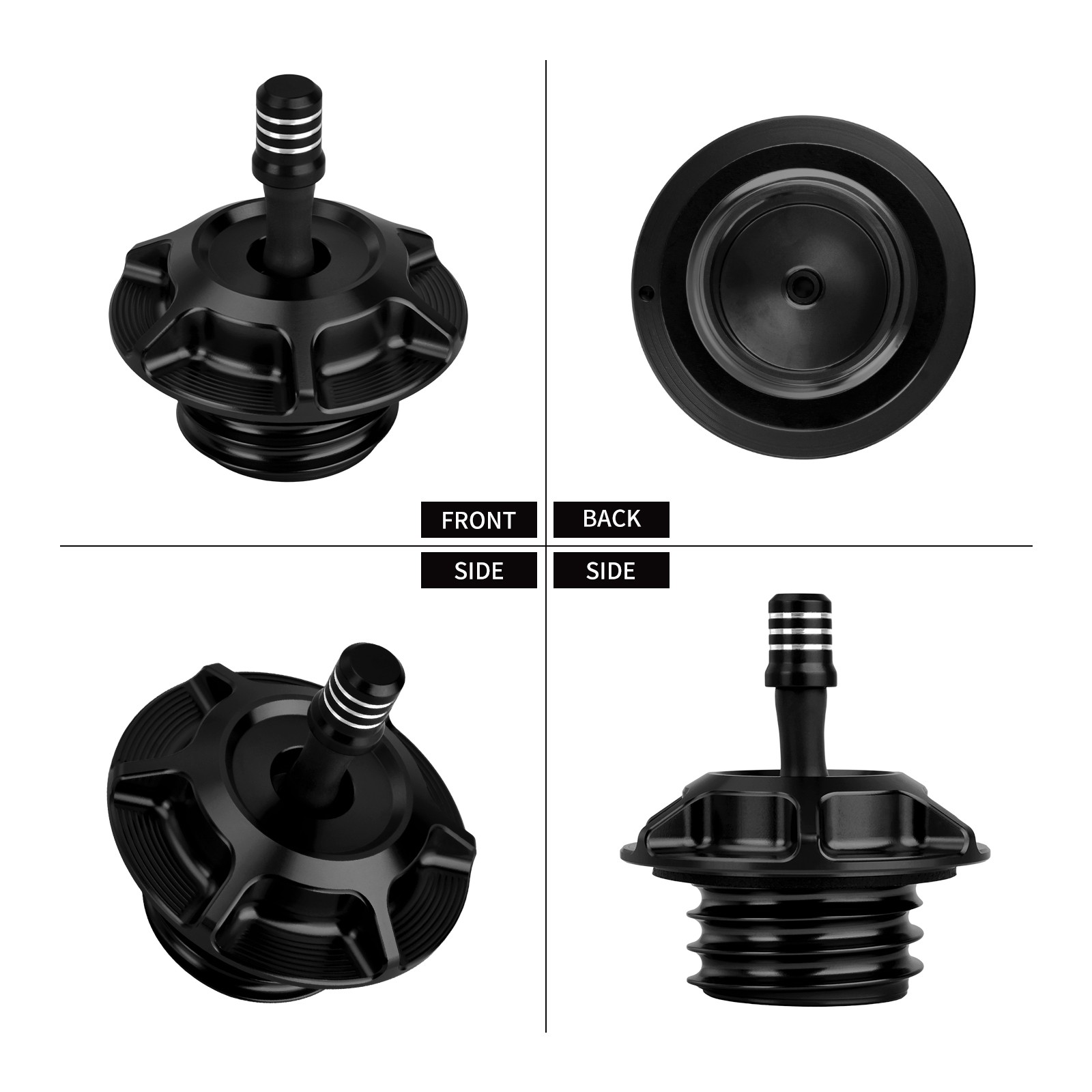 Black Vented Fuel Gas Tank Cap Vent Tube Universal For Harley Touring Softail