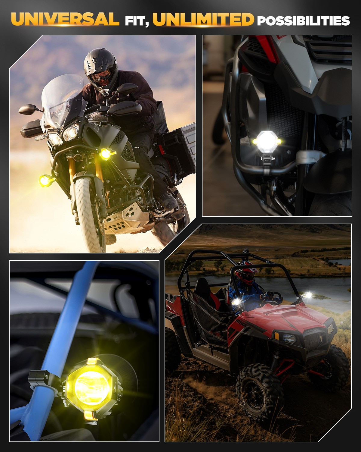 Motorcycle LED Spot Lights Headlight Driving Fog Auxiliary Lamp for Harley Honda