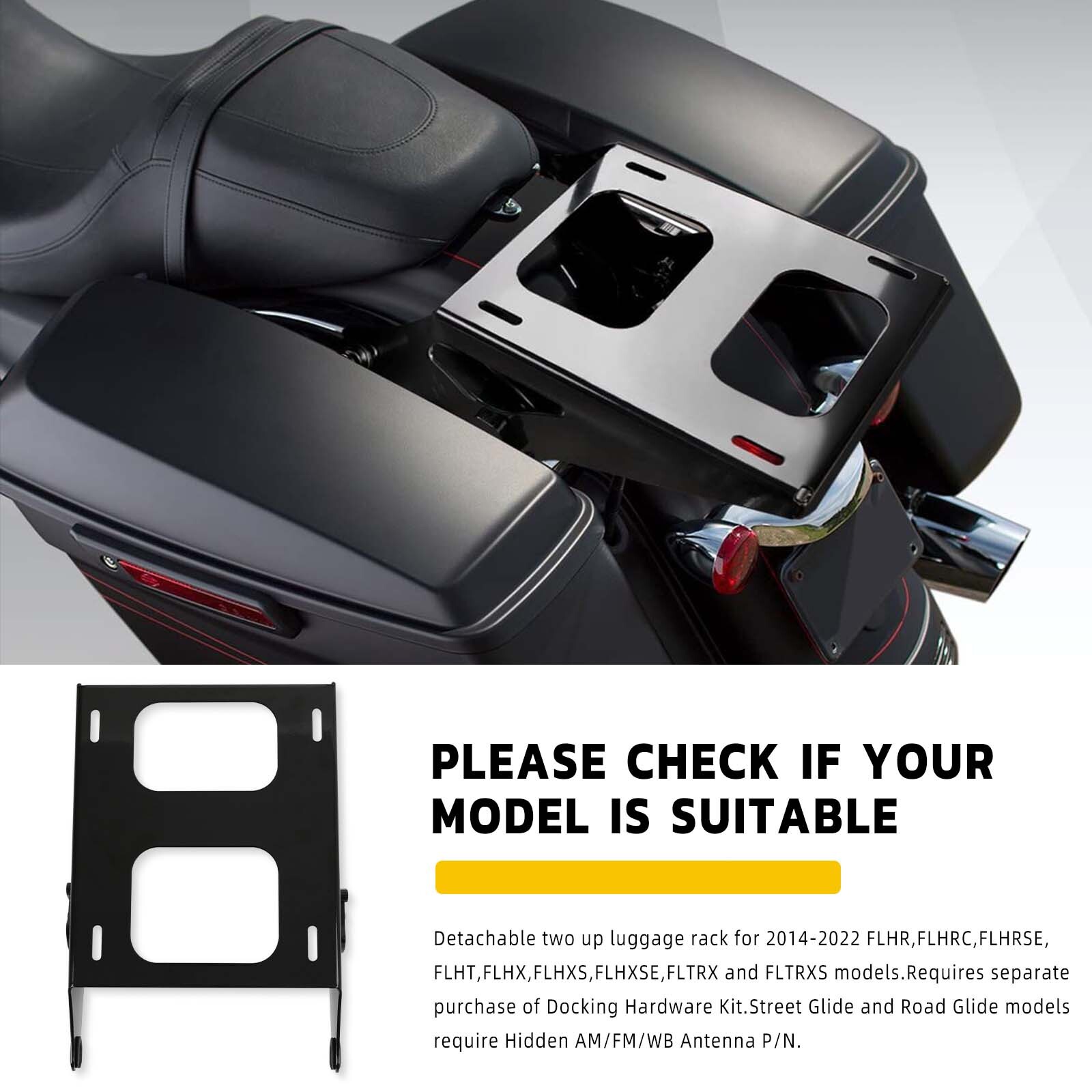 For Harley Touring 14-24 Quick Release Two-up Tour Pack Rack Mount Docking Kit