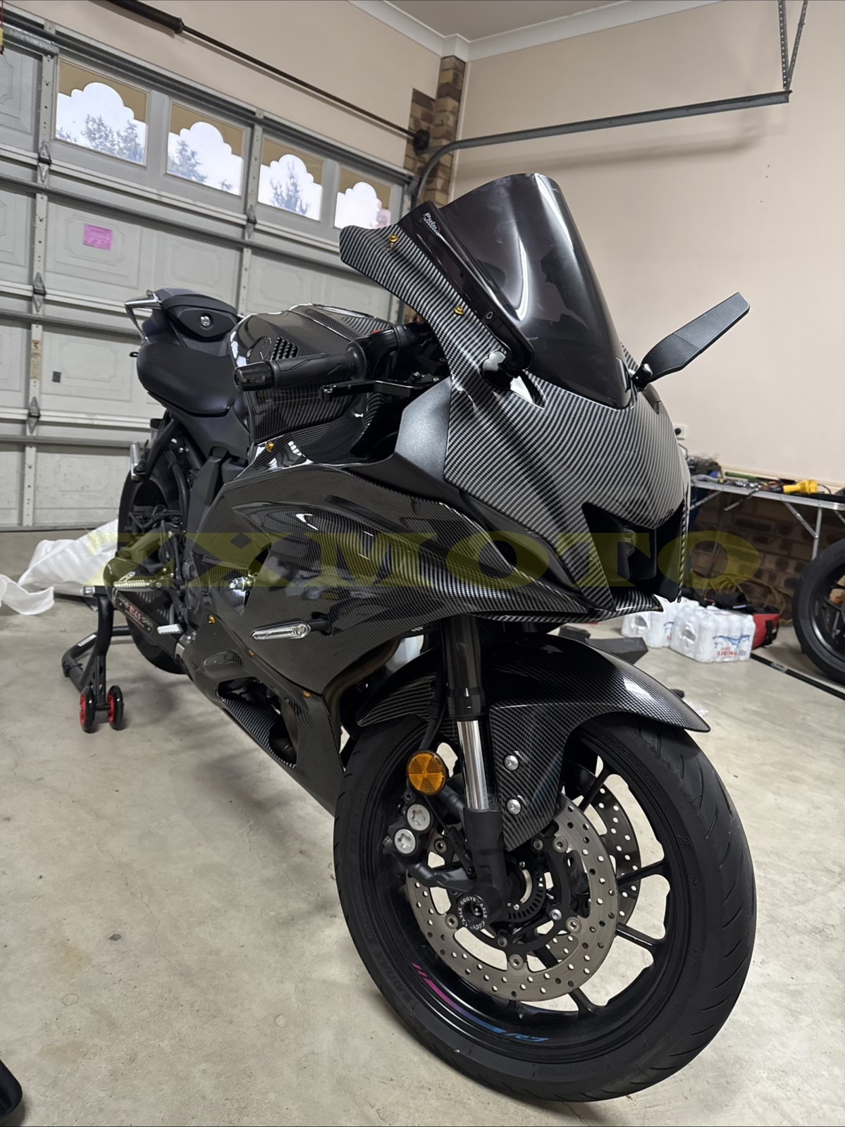 Gray Black Carbon Fiber Fairing Kit +Tank for Yamaha YZF R7 2022 2023 2024 2025