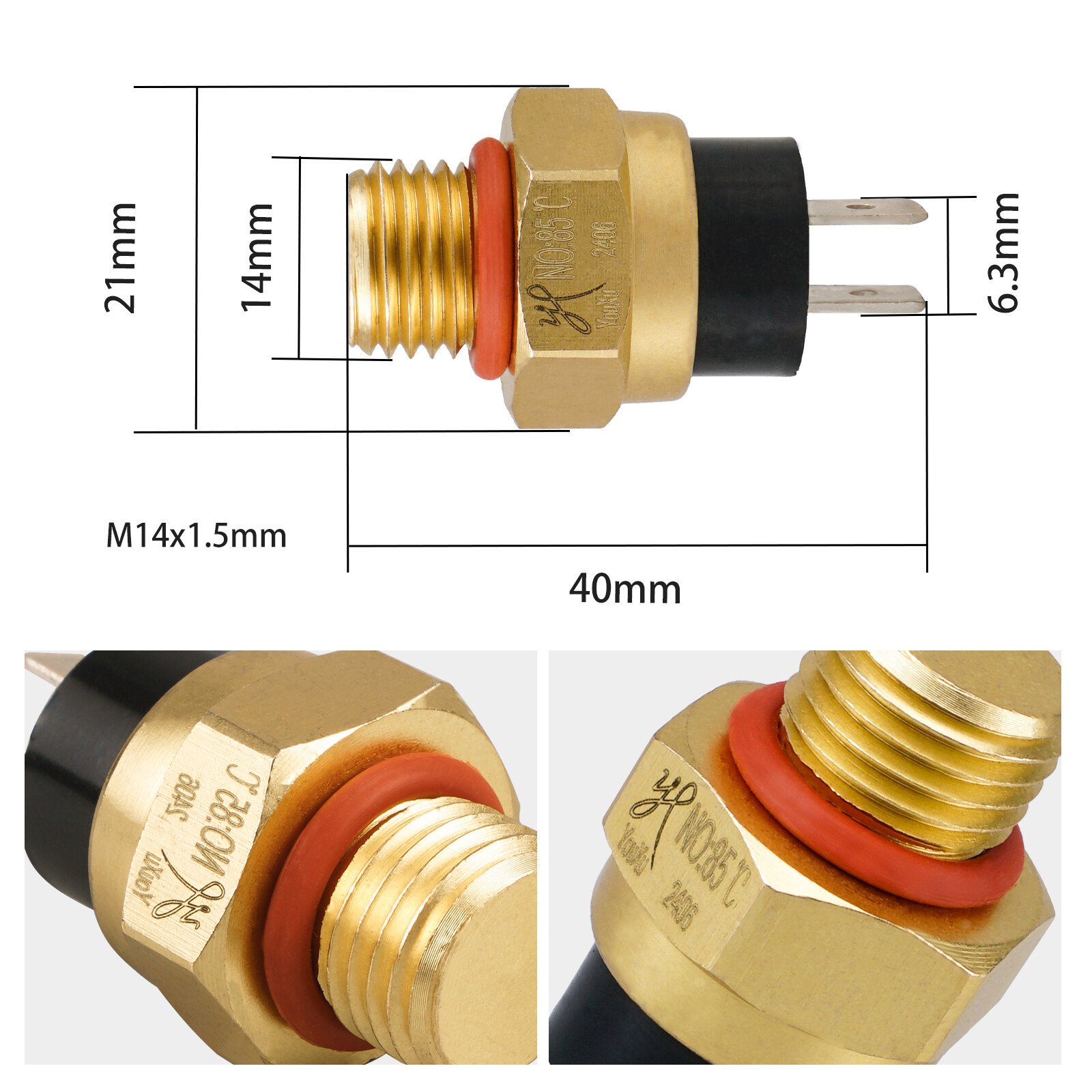 NICECNC M14x1.5 Radiator Fan Thermo Switch Sensor For KTM 400 450 500 525 EXC