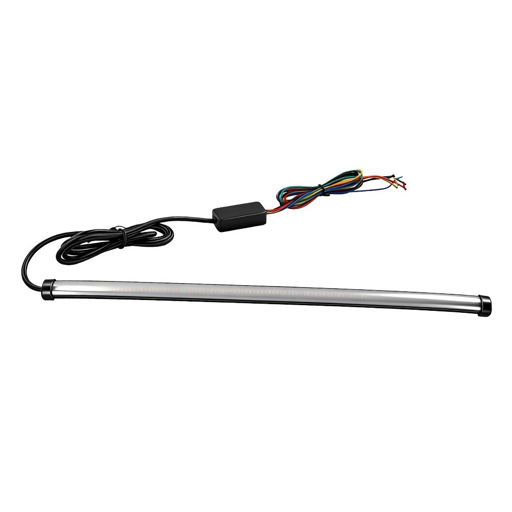 1-10X 30cm LED Motorcycle Turn Signal Brake Sequential Amber&Red Light Strip 12V