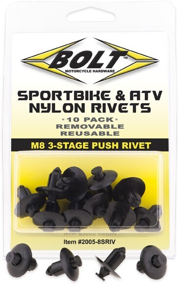Bolt Nylon Push Rivets Pins Plastic Clips M8 8mm Qty 10 Pack