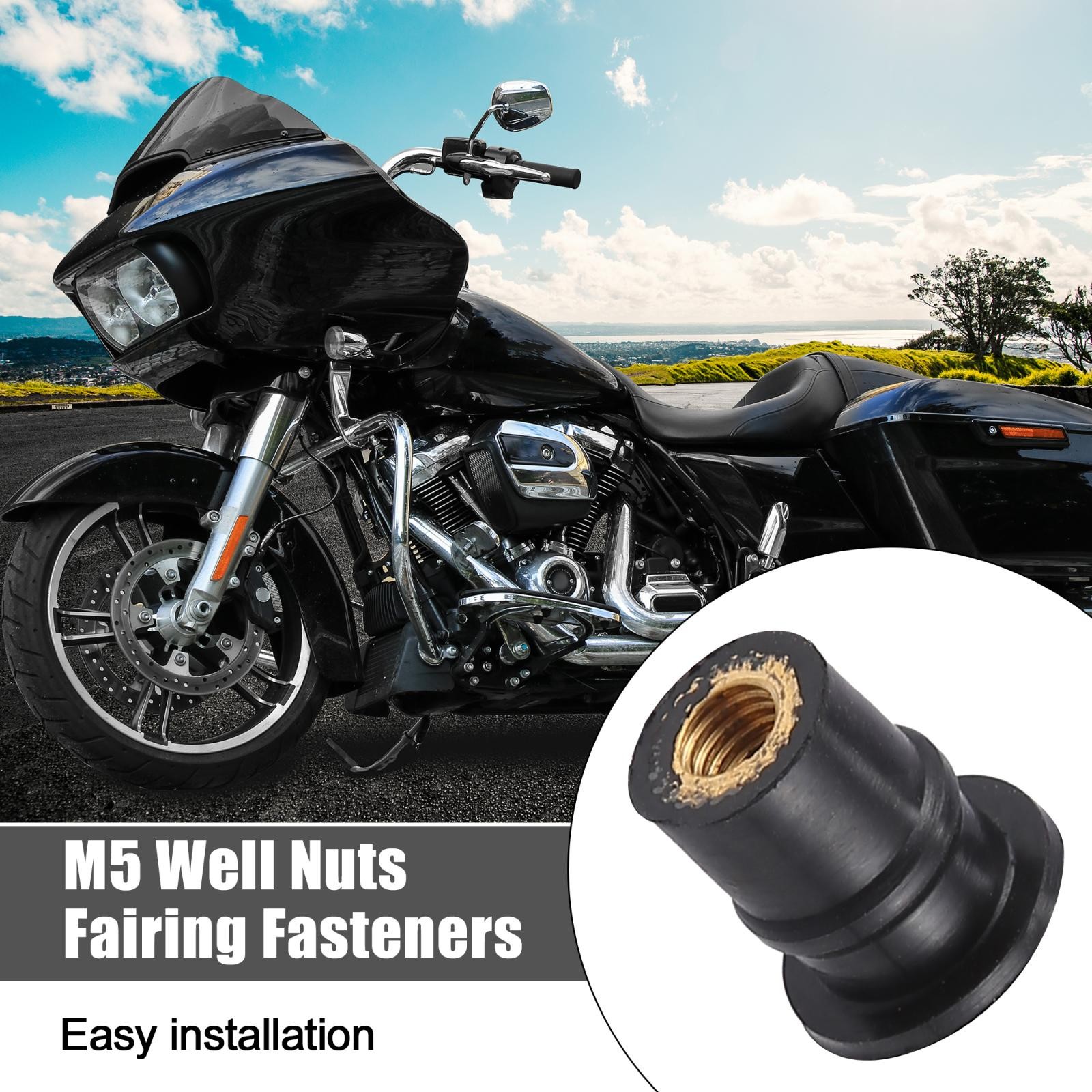20pcs M5 Convex Well Nuts Fairing Fasteners Windshield Screws for Motorcycle