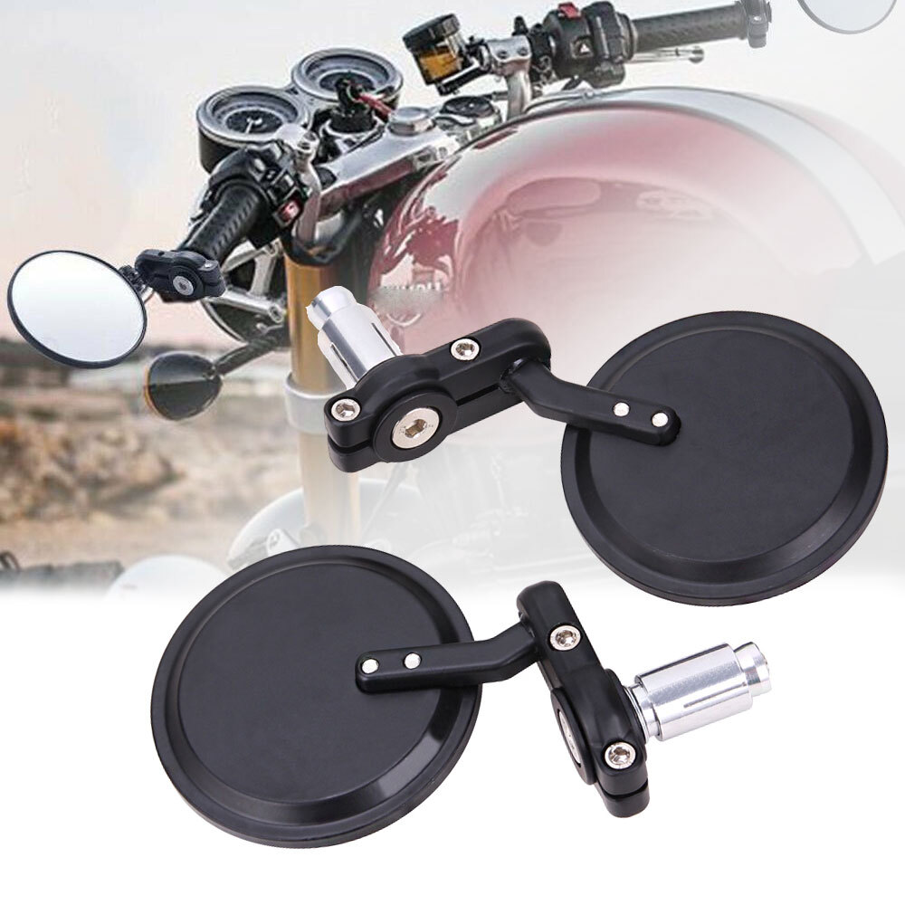 7/8″ 22mm Motorcycle Rear View Black Handle Bar End Side Rearview Mirrors L&R