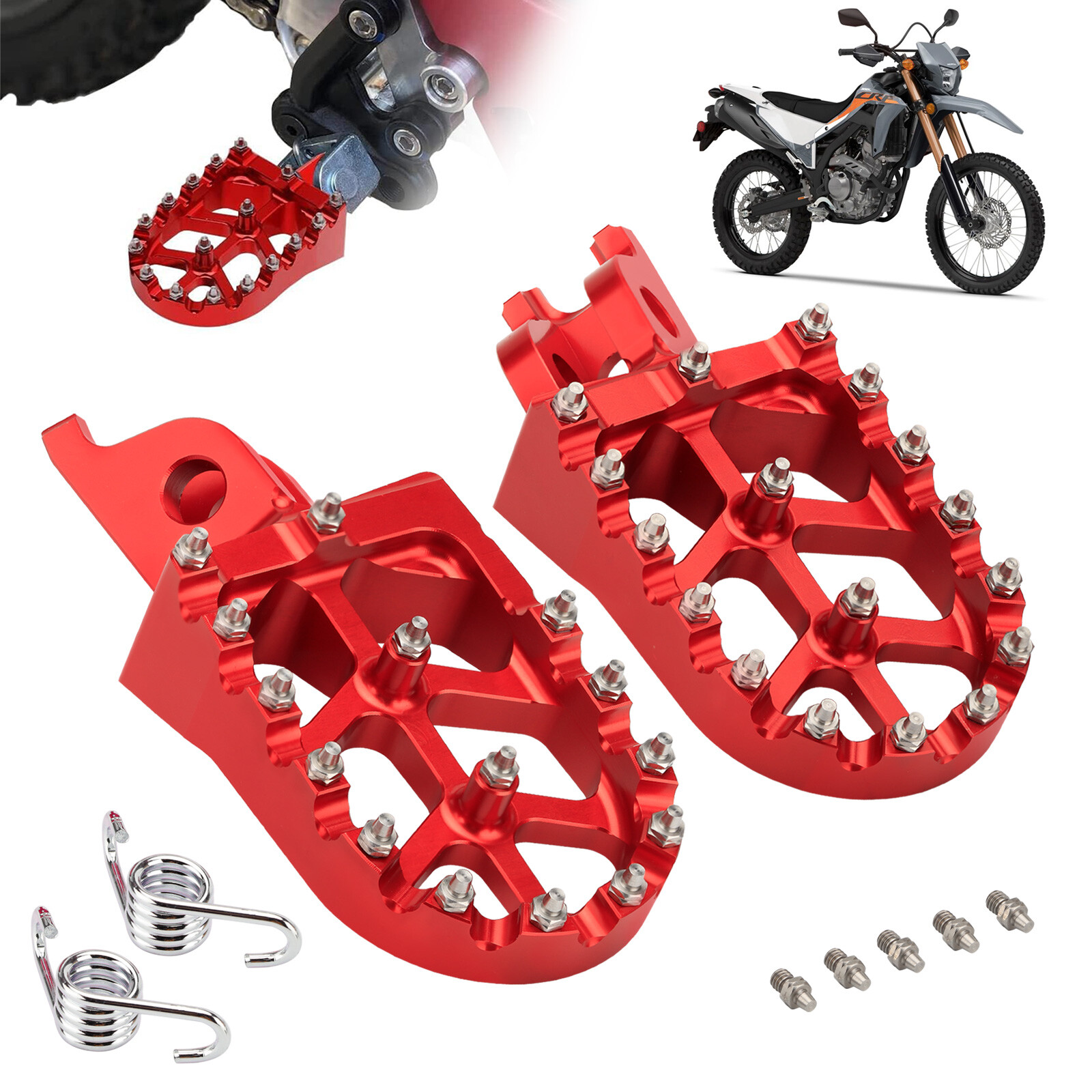 Red Dirt Bike Rest Pedal Foot Pegs For Honda CR125 CR250 CRF150R CRF250R CRF450R