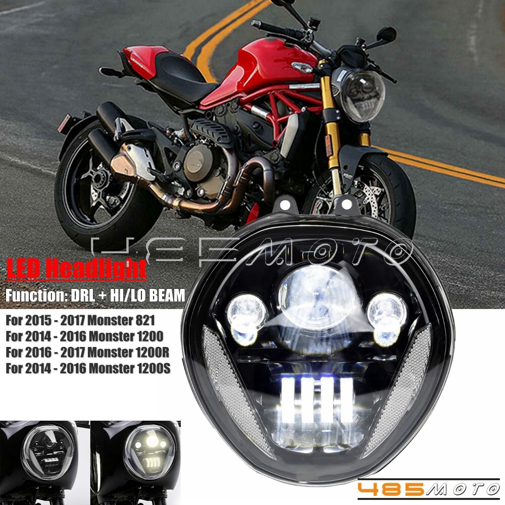 LED Headlight w/ DRL Hi/Lo Beam Fit For Ducati Monster 1200R 1200S 821 2014-2017