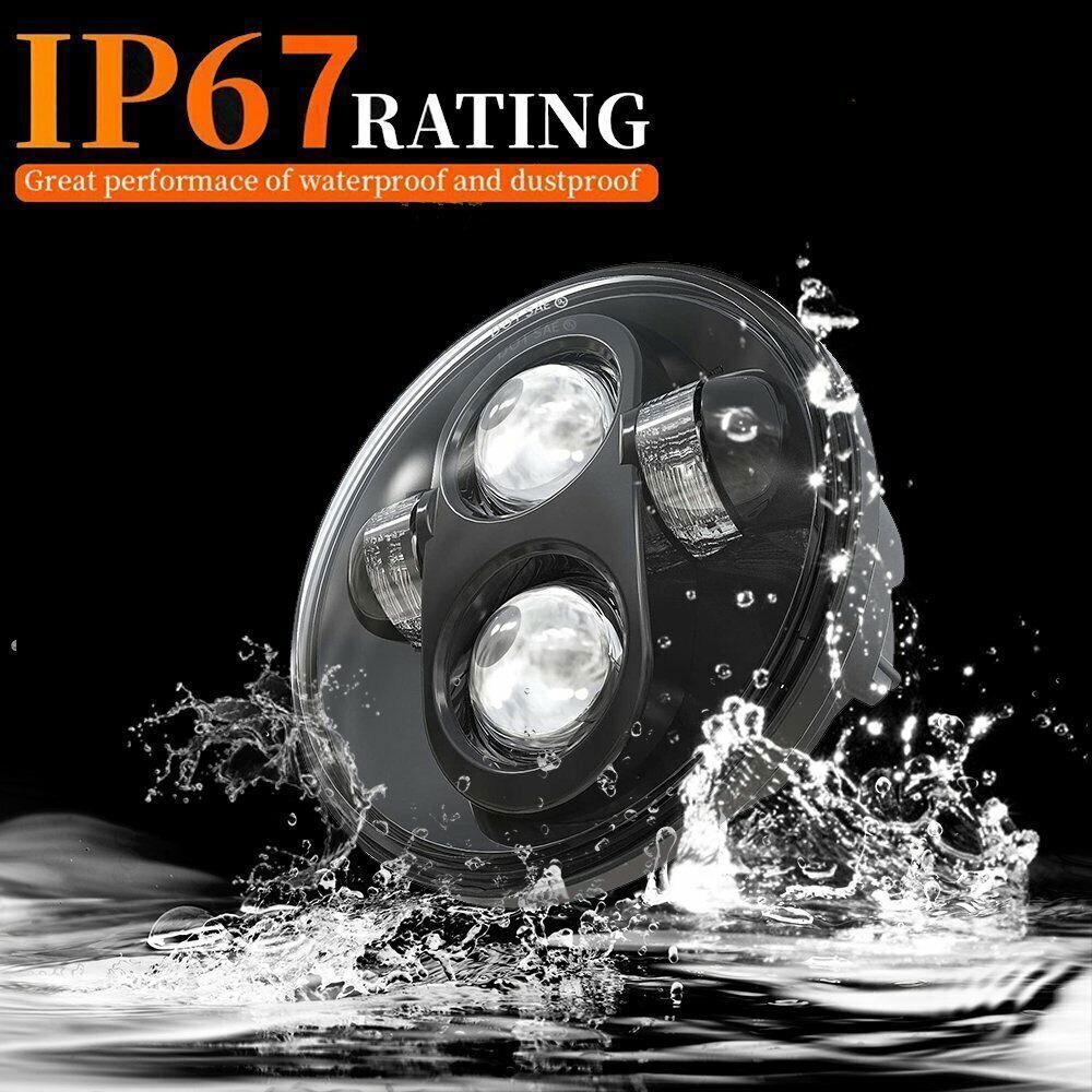 Black 5-3/4″ 5.75 LED Headlight High Low Beam Fit for Sportster XL 883 1200 Dyna