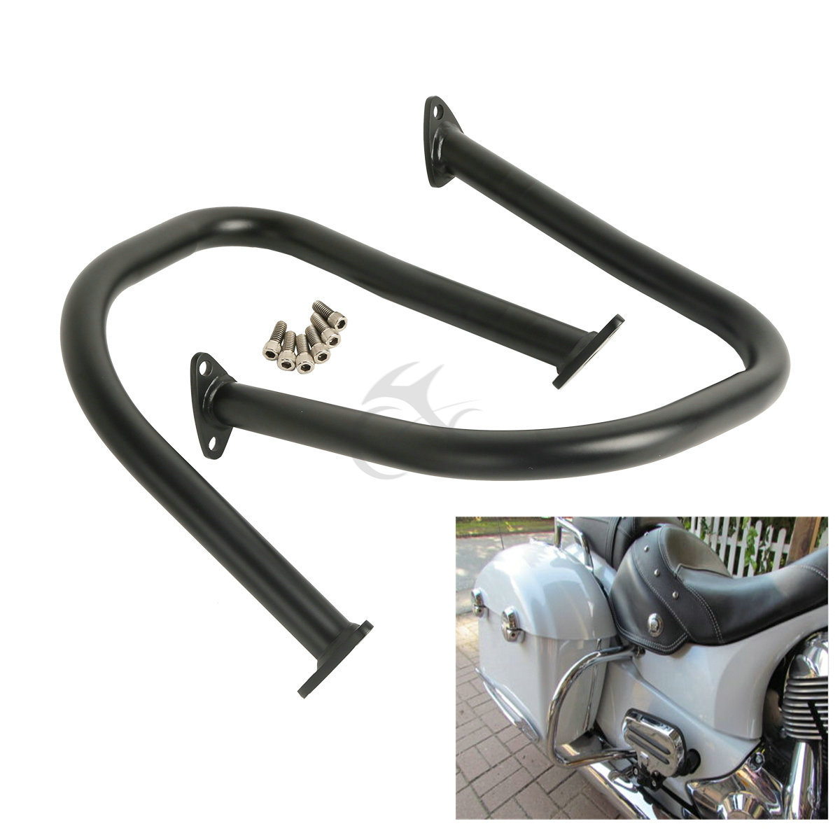 Black Rear Highway Crash Bars Guard Fit For Indian Chieftain Dark Horse 16-2023