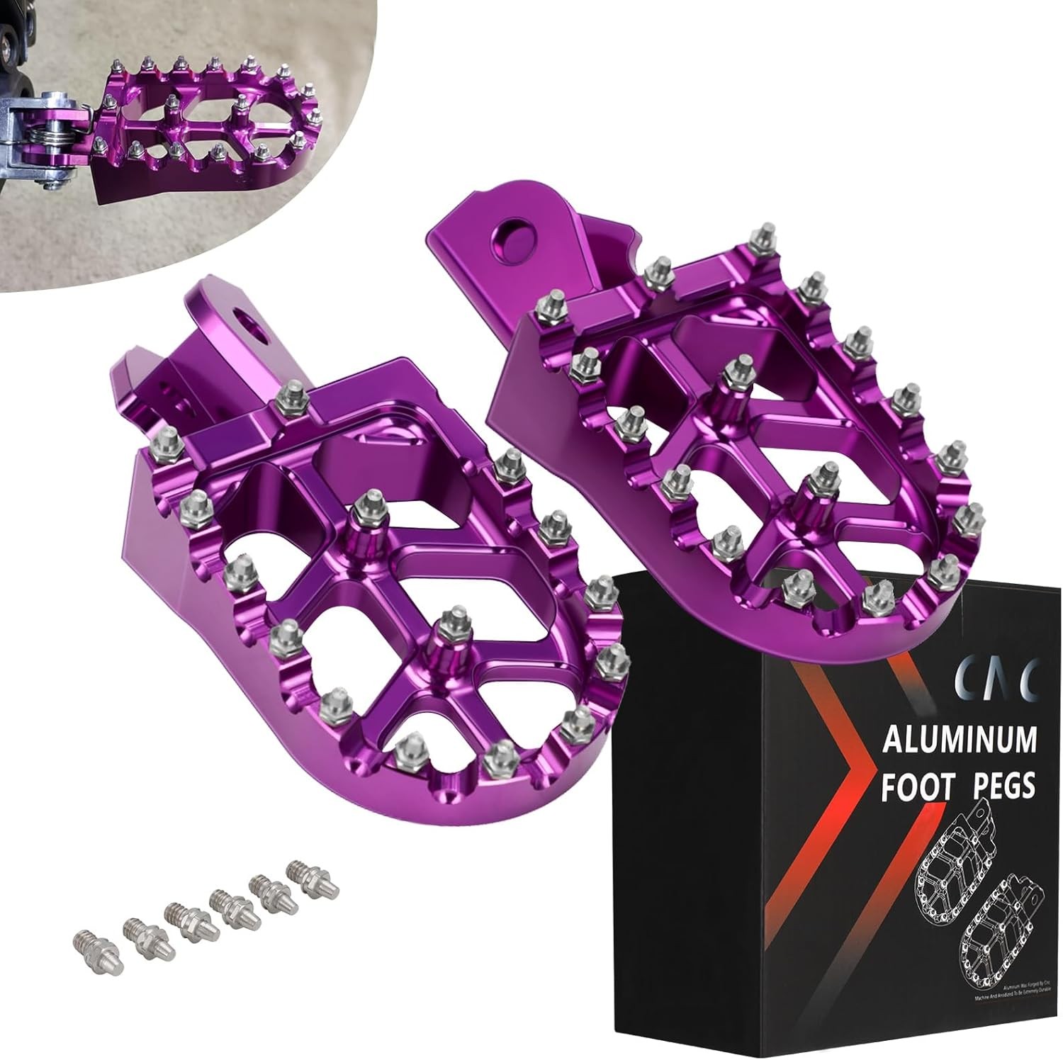 JFG RACING Dirt Bike Pegs,Motorcycle Foot Pegs MX Pedals Rests purple