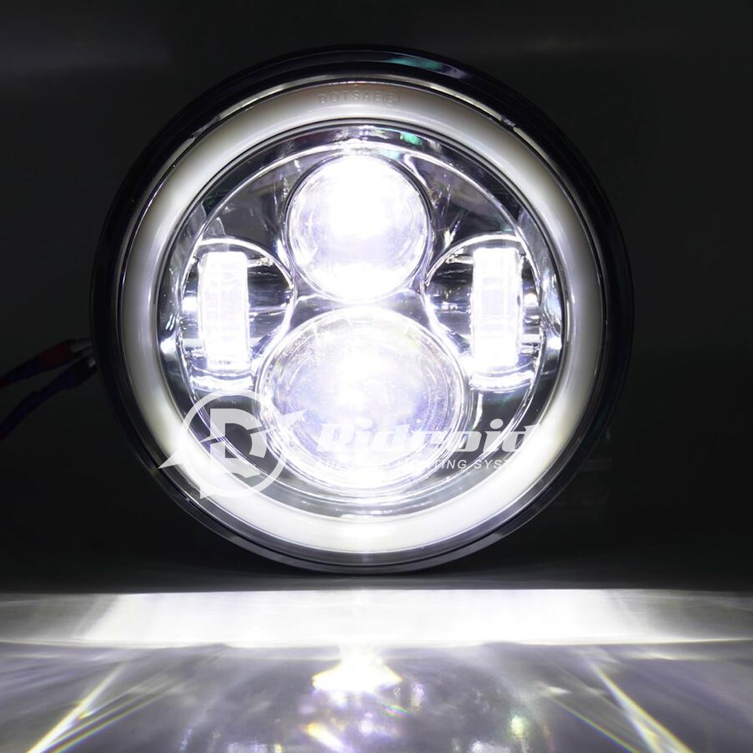 For Harley Davidson Heritage Softail Classic 7″LED Headlight Halo Fog Lights Set
