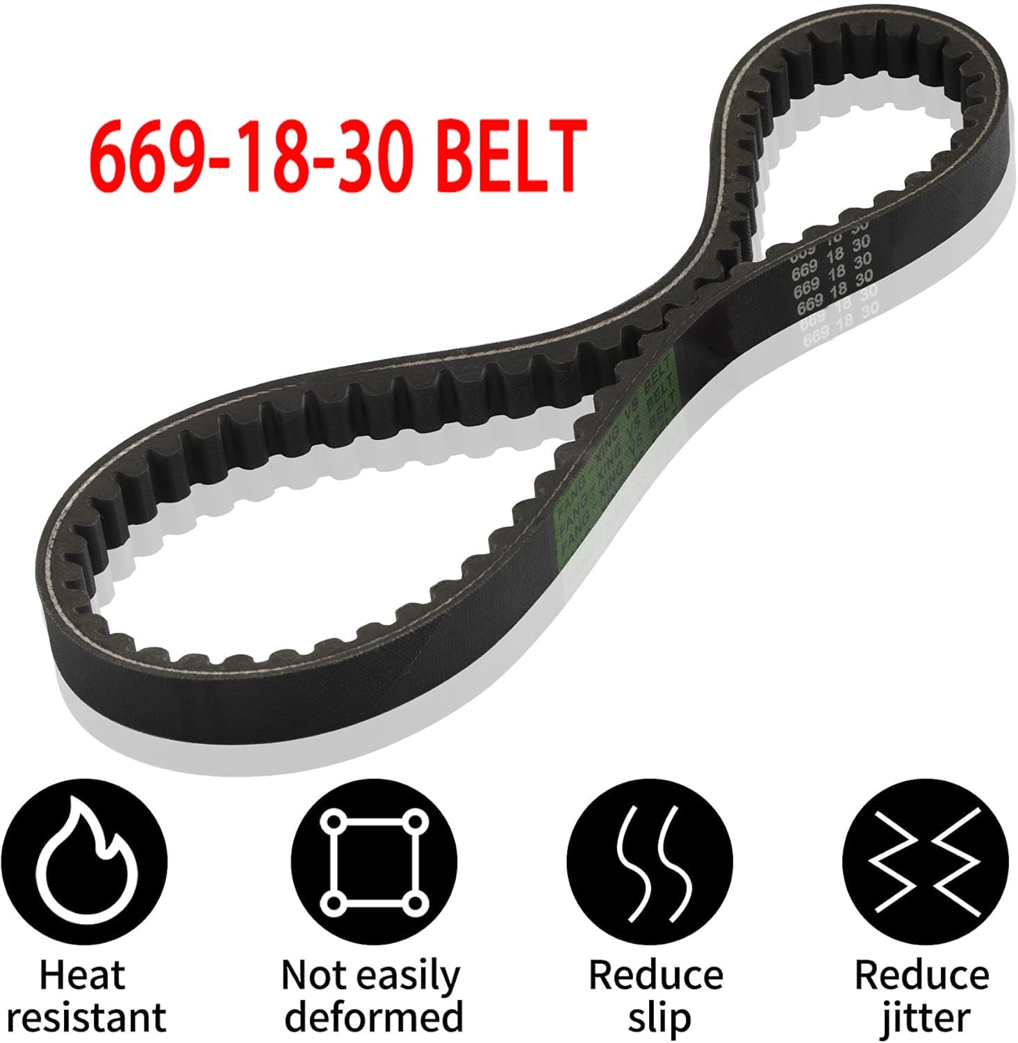 669 18 30 V-Belt CVT Drive Belt for GY6 49cc 50cc 139QMB 669-18-30, Black