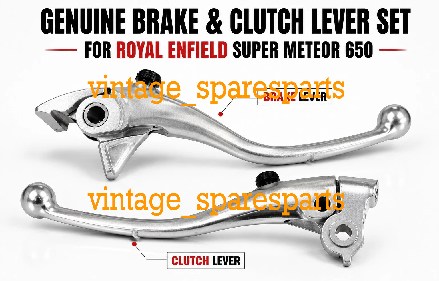 Fit For Royal Enfield Super Meteor 650 Silver Aluminium Brake & Clutch Lever