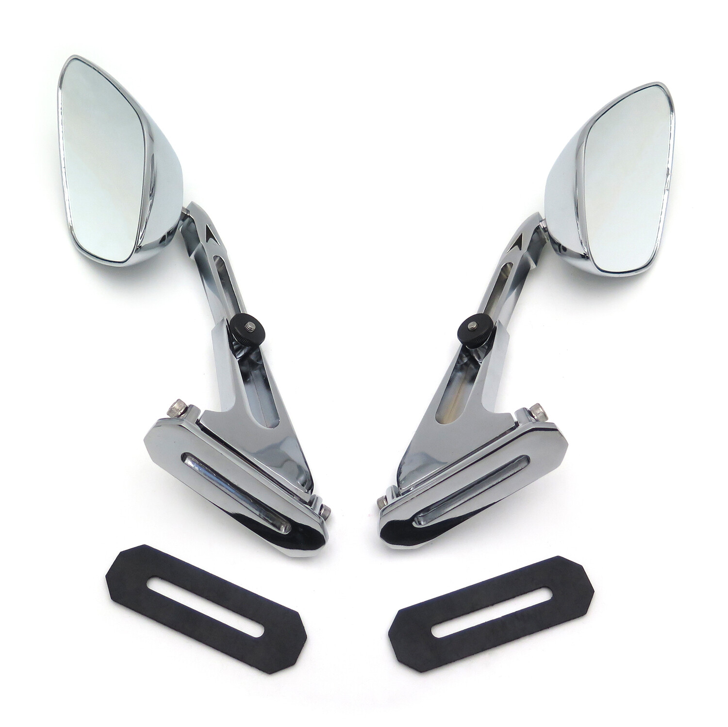 Diamond Shape Rearview Mirrors For Honda Suzuki Yamaha Kawasaki Bike Chromed