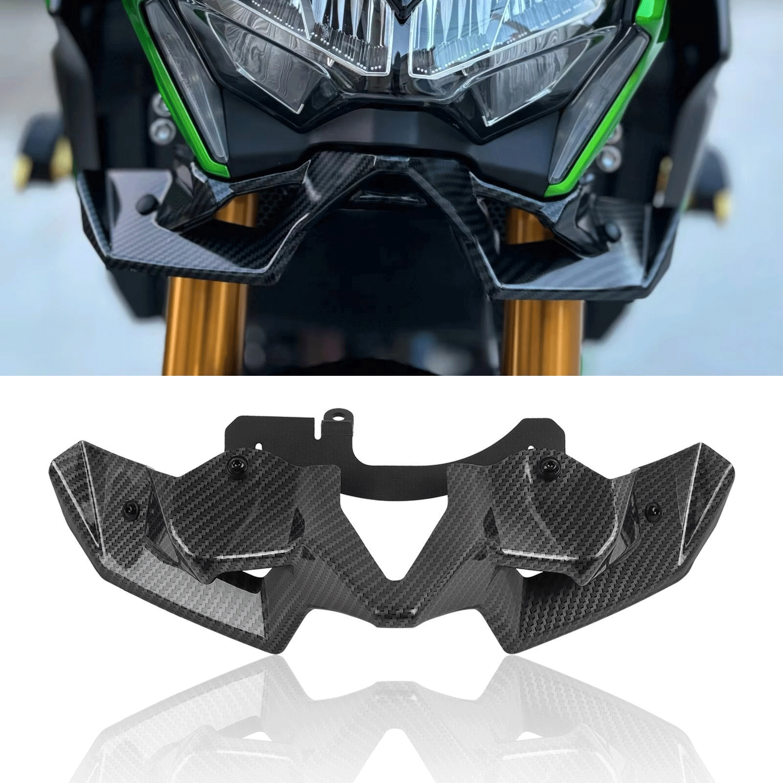 Carbon Fibre Winglet Front Nose Cone Panel Fairing Beak For Kawasaki Z900 20-24