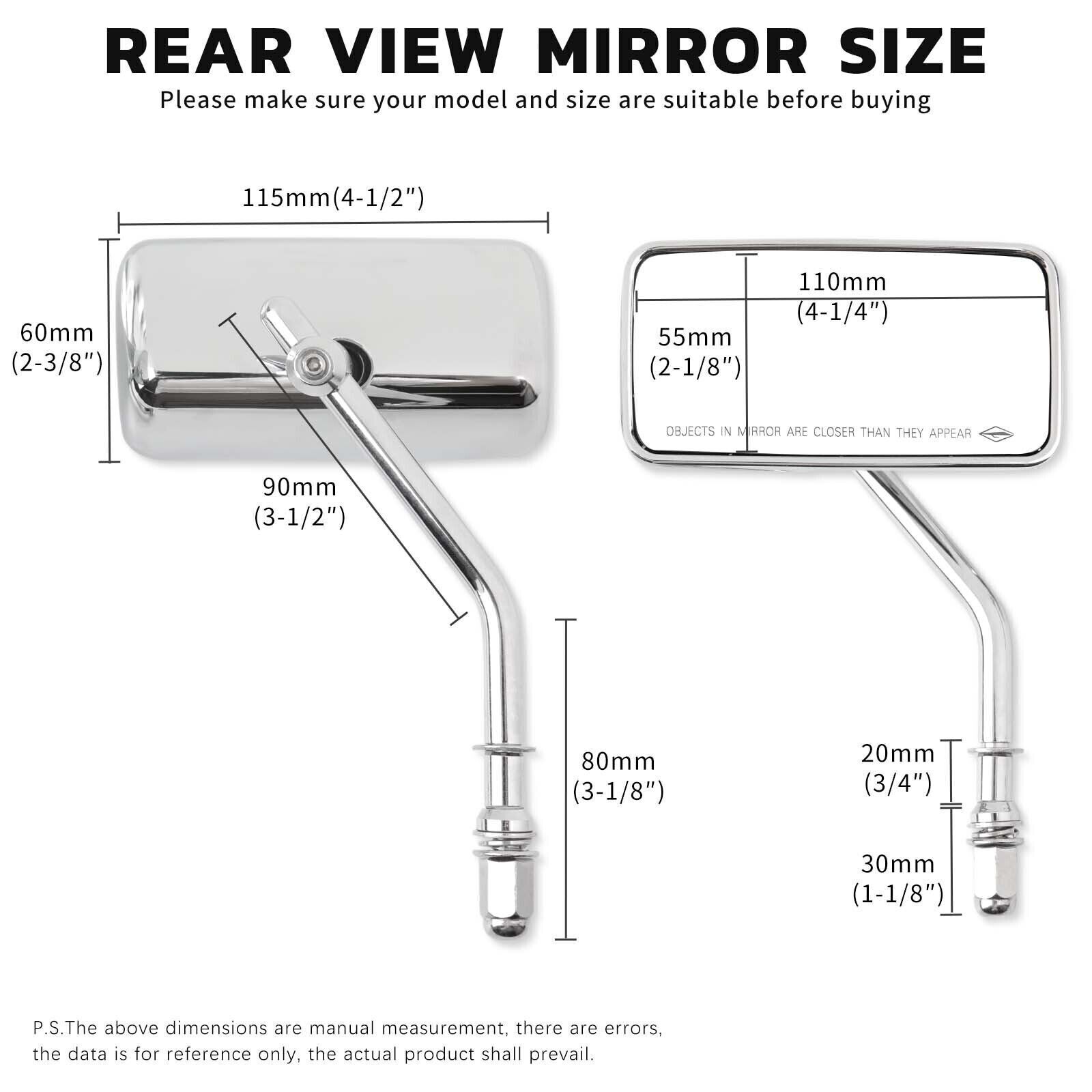 Retro Rectangle Motorcycle Rearview Mirrors For Harley Street Glide Fat Boy FLHX