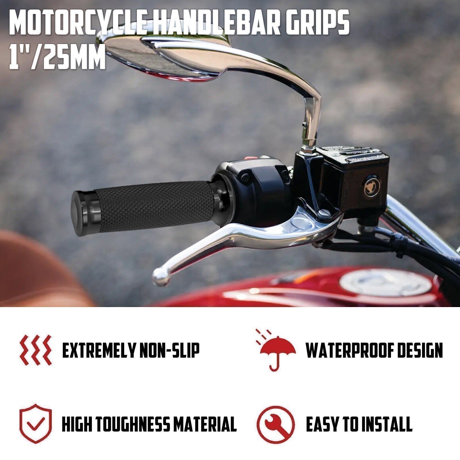 1″ Inch Motorcycle Handle Bar Hand Grips For Harley Honda Yamaha Kawasaki Upgrad