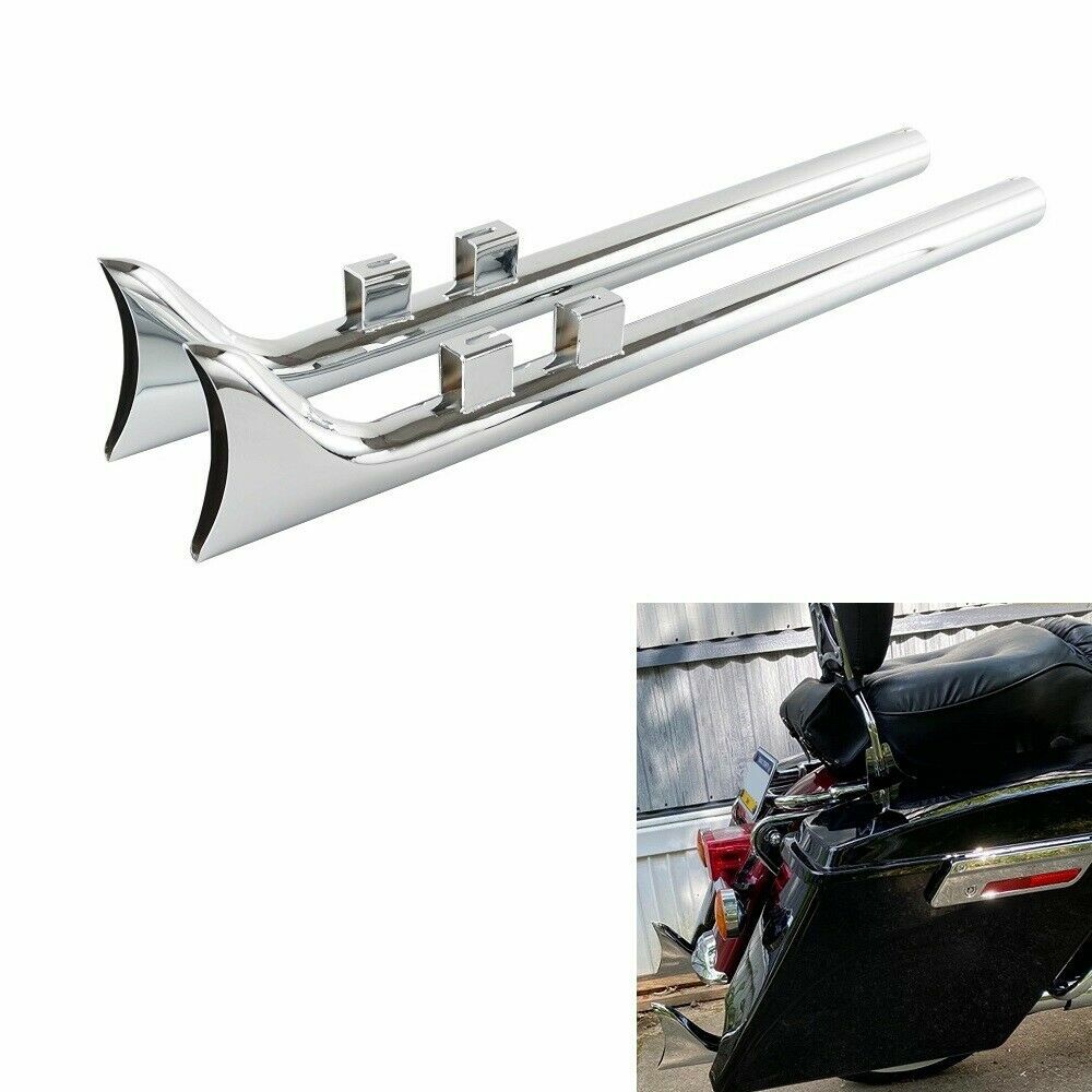 33″ Fishtail Slip on Muffler Chrome Exhaust for Harley Touring 1995-2016 Models