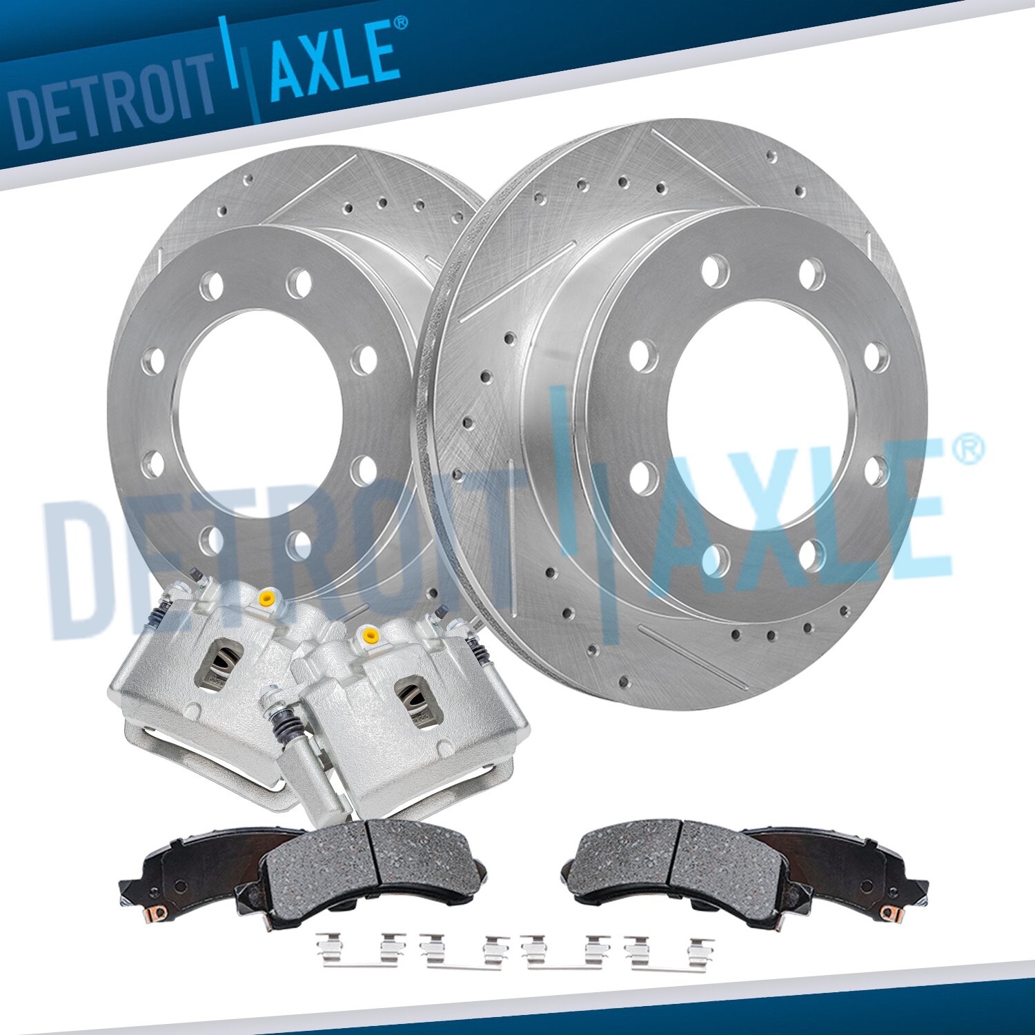 Rear Drilled Rotors Calipers Brake Pads for 2006-2019 Express Savana 2500/ 3500