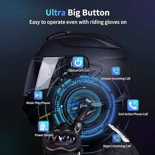 Motorcycle Bluetooth Headset 4 Way Helmet Intercom 1000m Range 40mm Speakers CVC