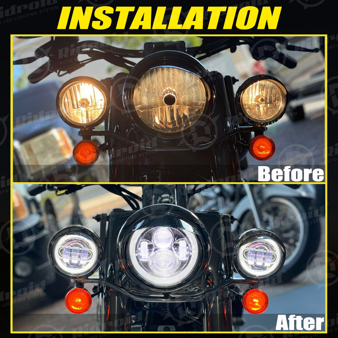 7″ LED Headlight + 4.5″ Passing Lights for Harley Electra Glide Ultra Classic