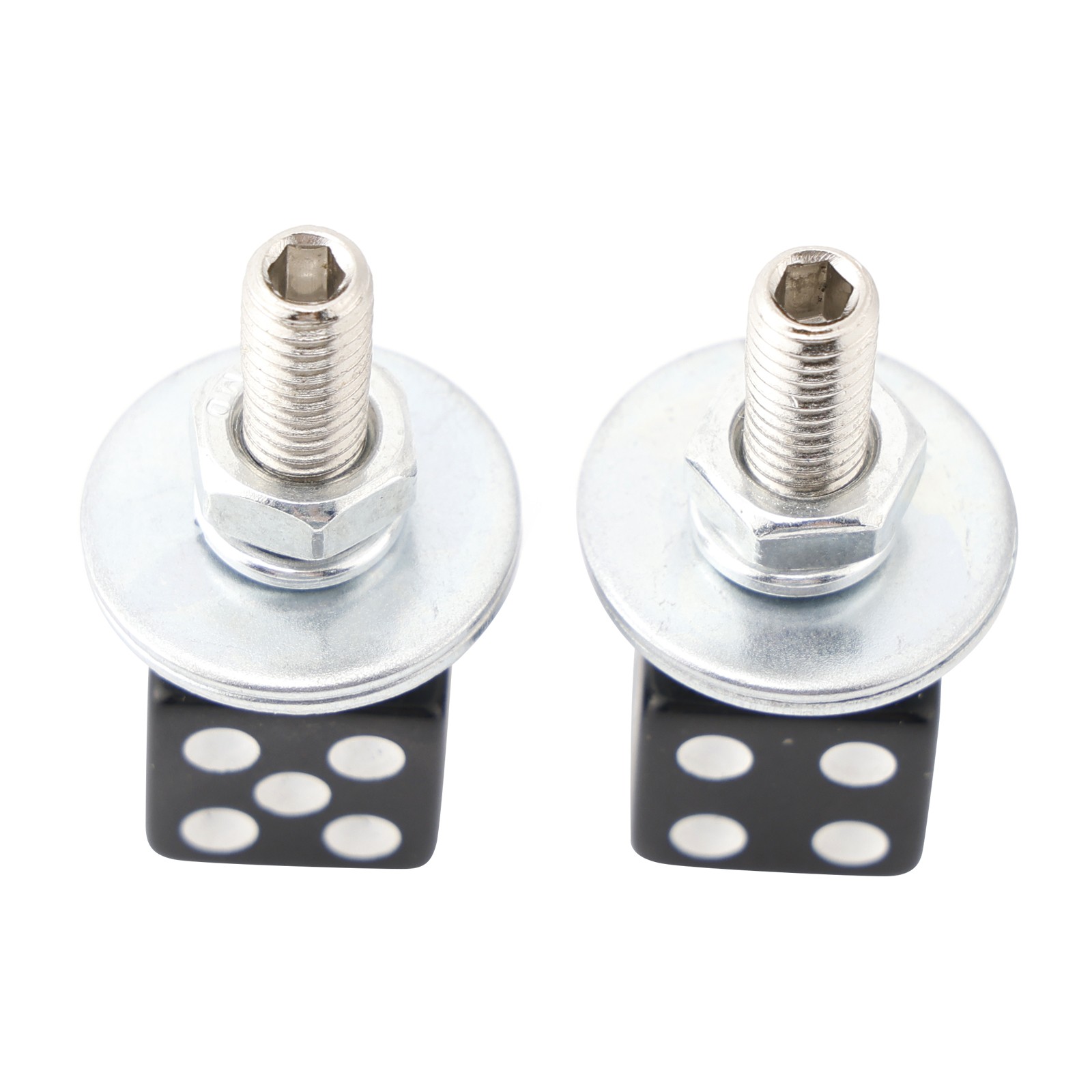 2x Motorcycle Bike Plastic Black Dice License Plate Bolt On Screw On Frame Nut
