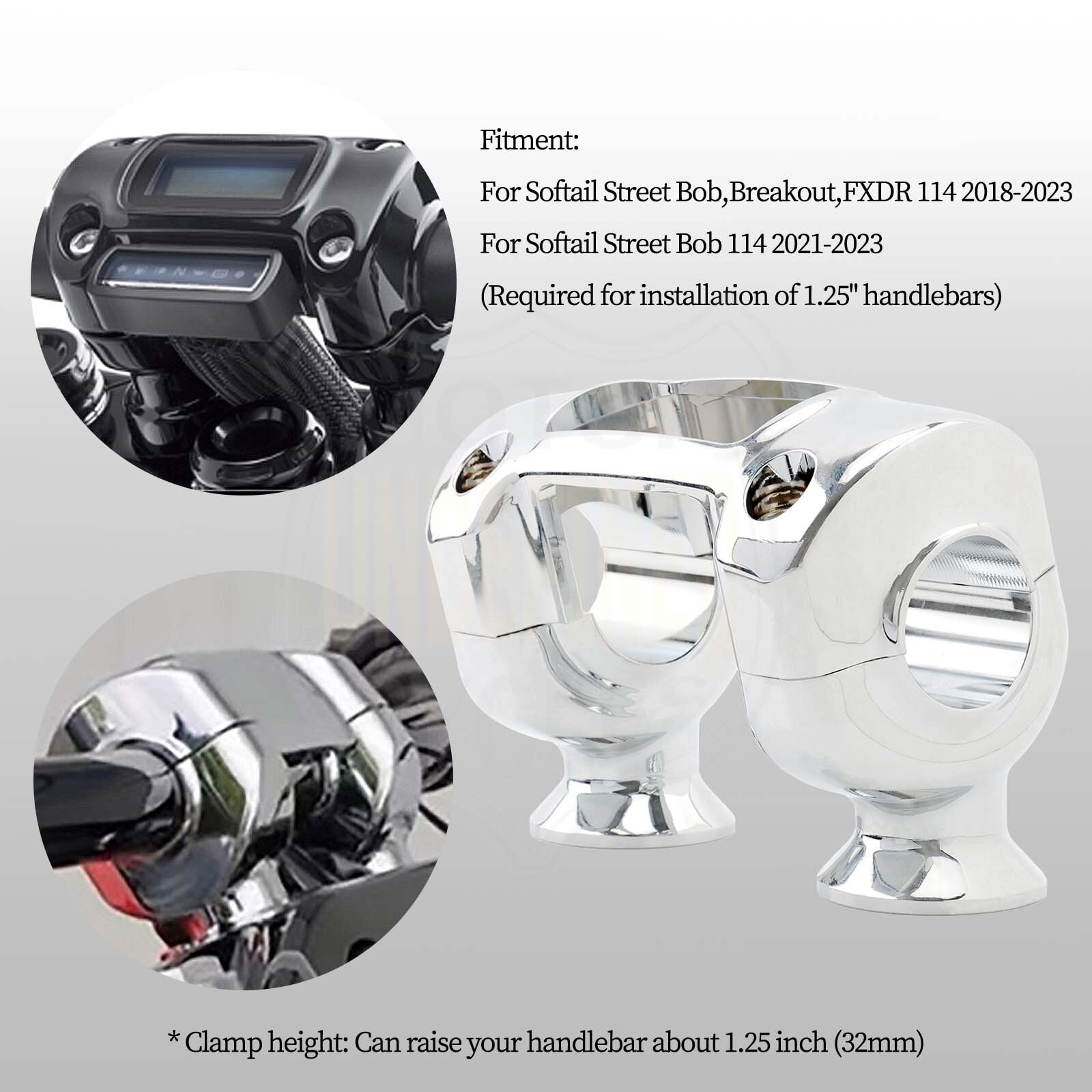 1.25″ 32mm Riser Handlebar Top Clamp For Harley Softail Street Bob 114 FXDR