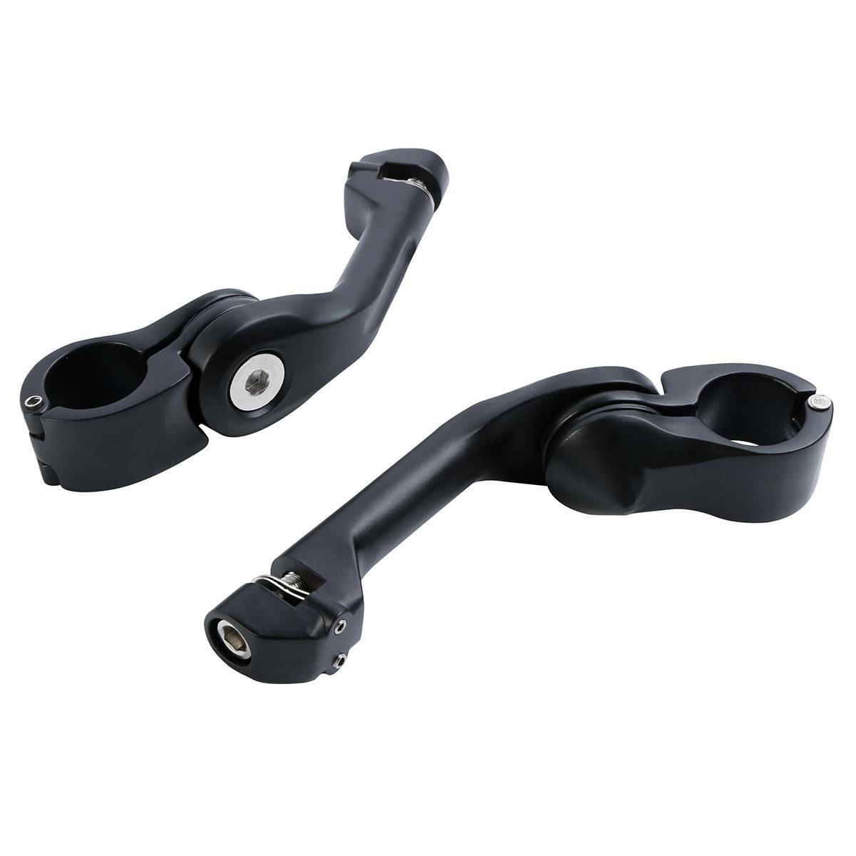 1-1/4” Matte Black Adjustable Highway Long Angled Footpeg Mount Fit For Harley