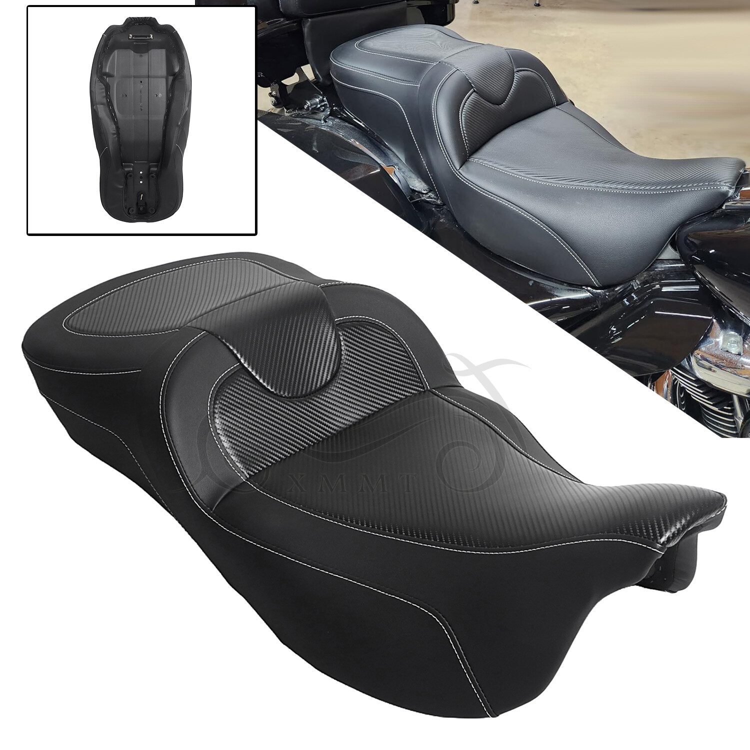 Synthetic Leather Roadsofa 2-Up Seat For Harley Electra Tri Glide Ultra Classic