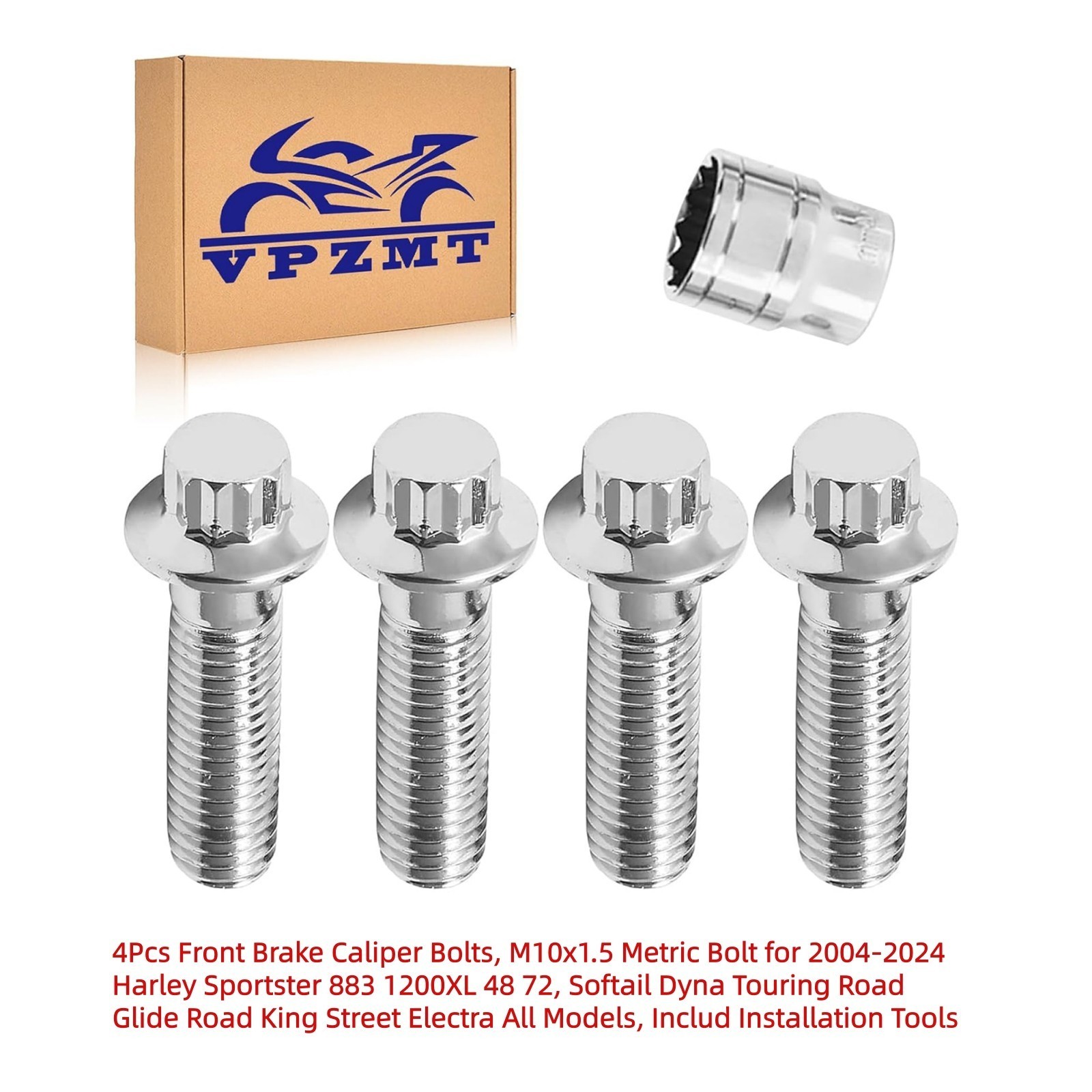 M10x1.5 Front Brake Caliper Bolts Metric Bolt For 2004-2024 Harley Touring Model