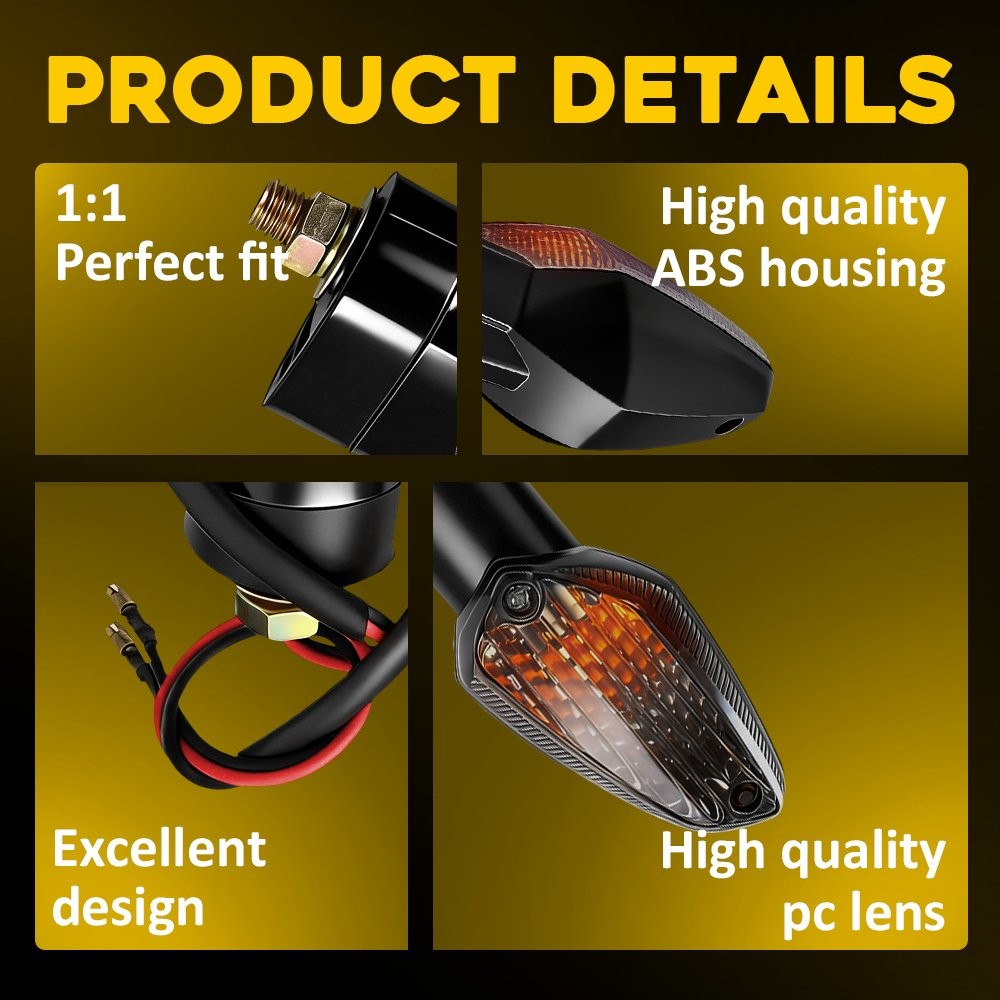 Motorcycle Turn Blinker Lights Signals Amber Smoke For Honda CBR300R 2015-2021