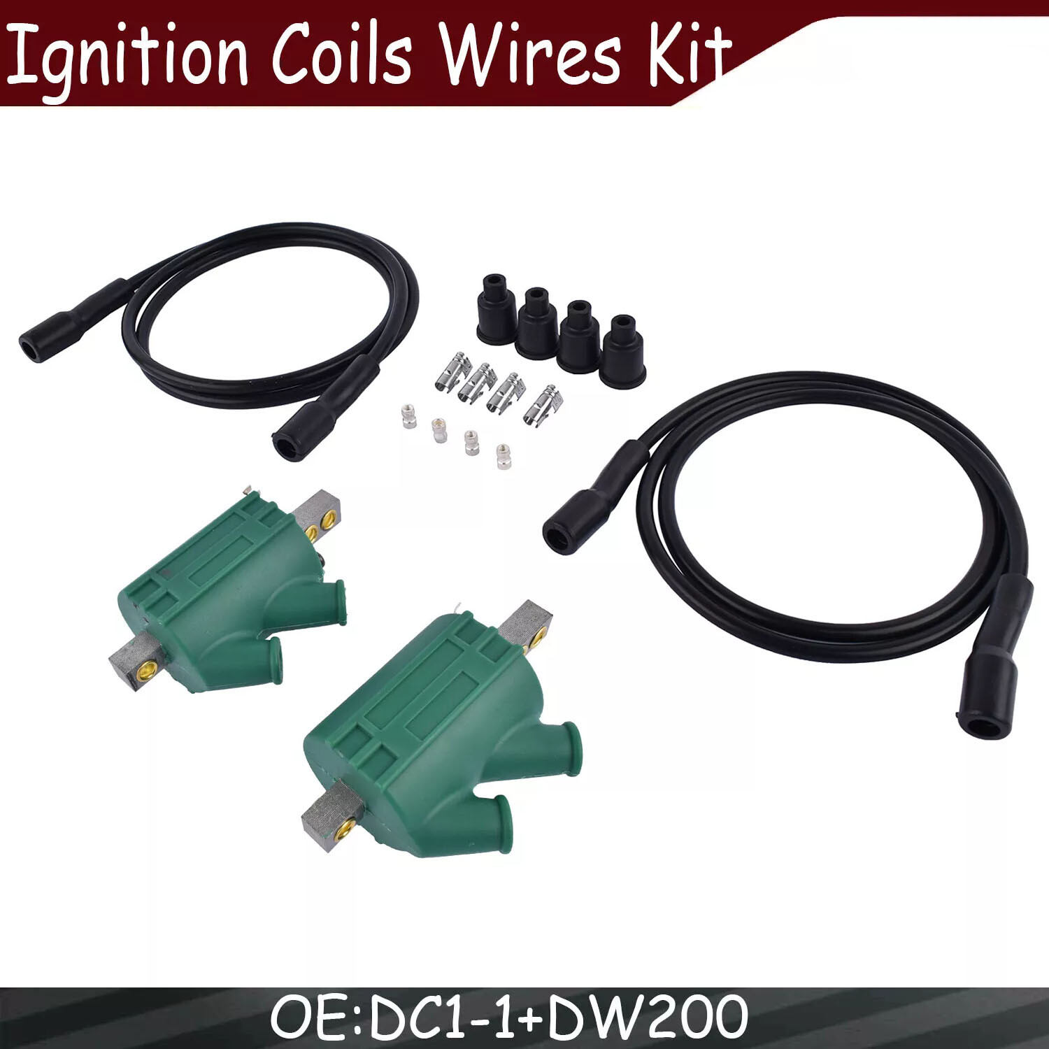 For Kawasaki KZ1000 1979-80 Ignition Coils 3 ohm Dual Output DC1-1 Wires DW-200