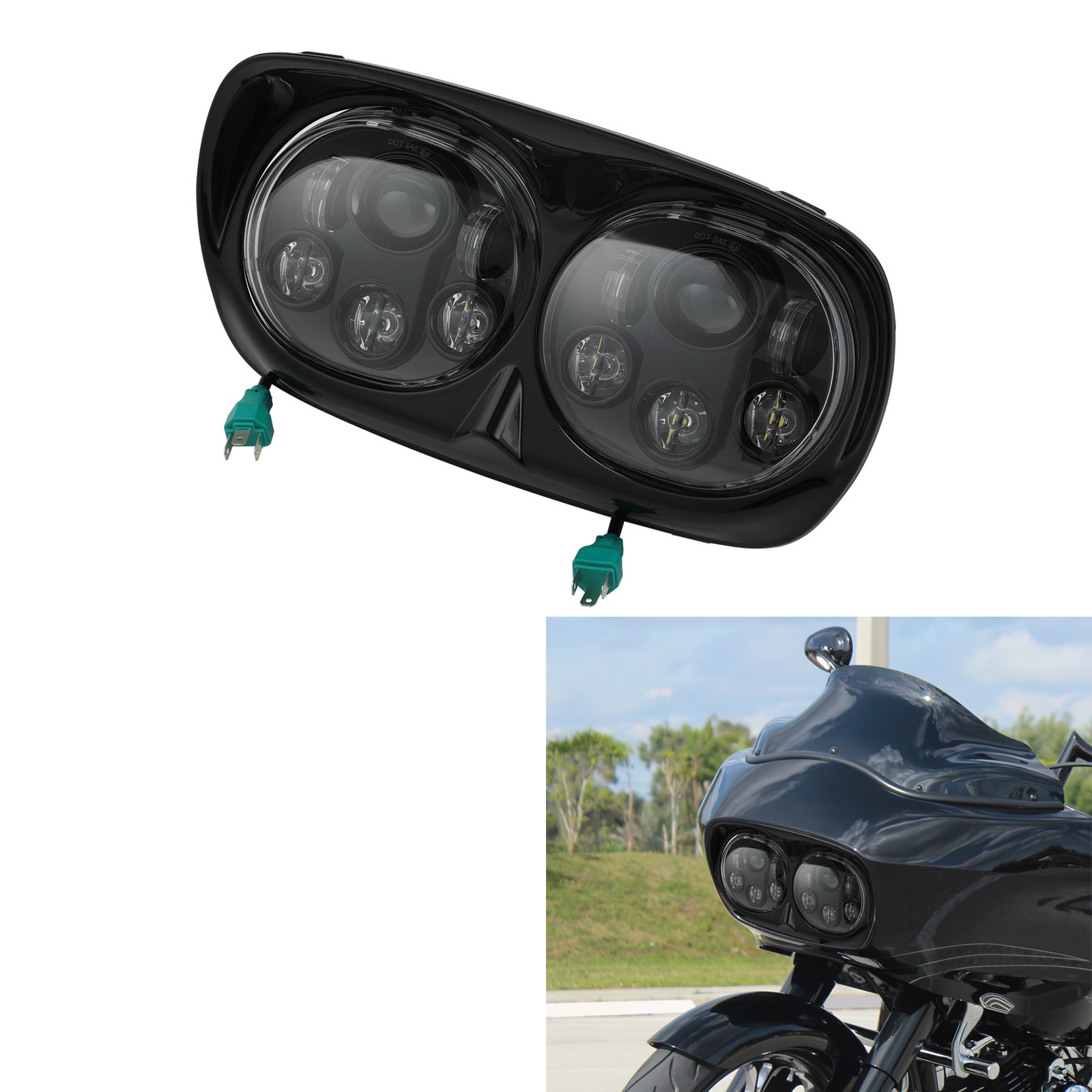 Front Fairings With 5.75” Dual Headlight Fit For Harley Road Glide 1998-2013