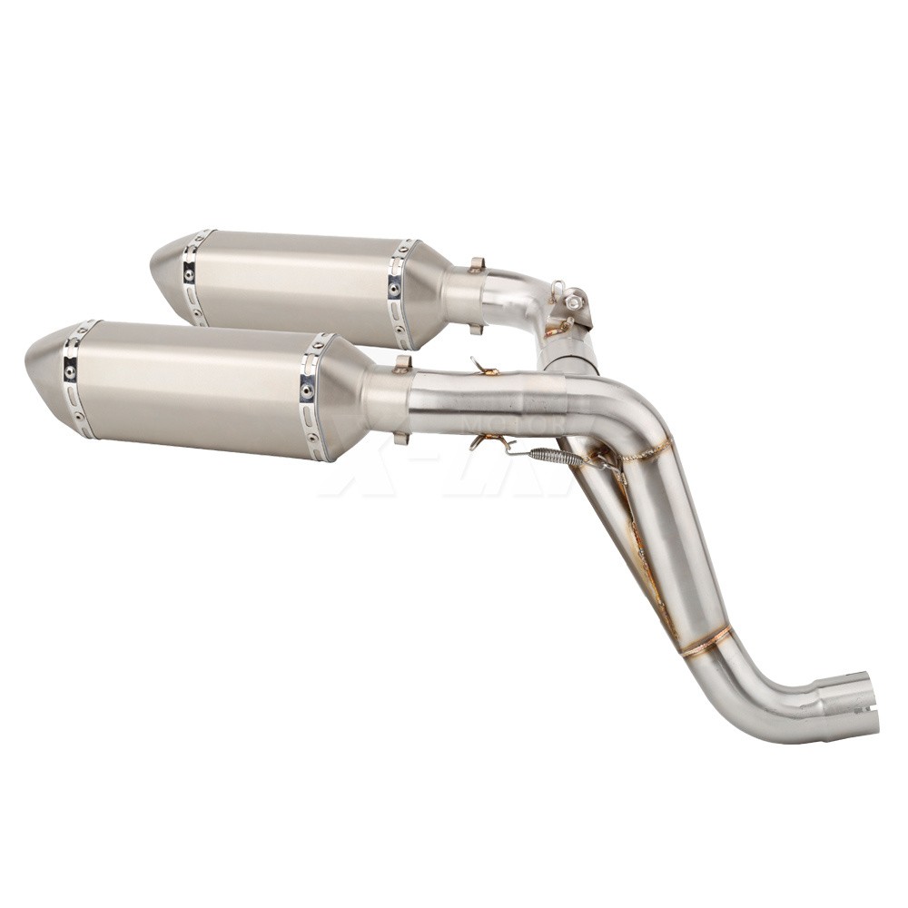 Silvery Exhaust Tips With Link Pipe For Triumph Speed Triple 1050 / R 2012-2015