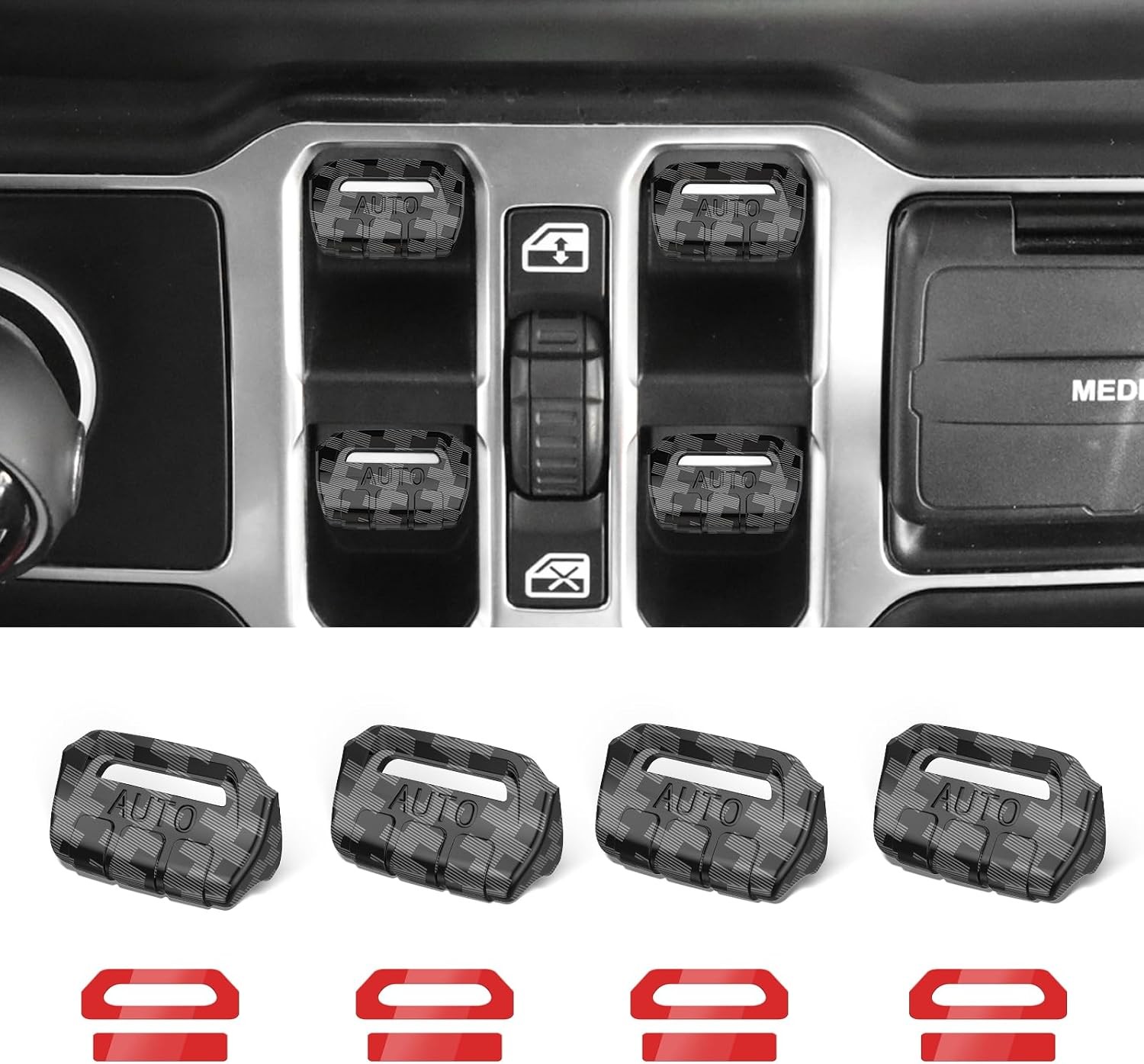 Window Switch Button Cover Jeep Wrangler Gladiator 2018-2026 JL JLU 4XE JT