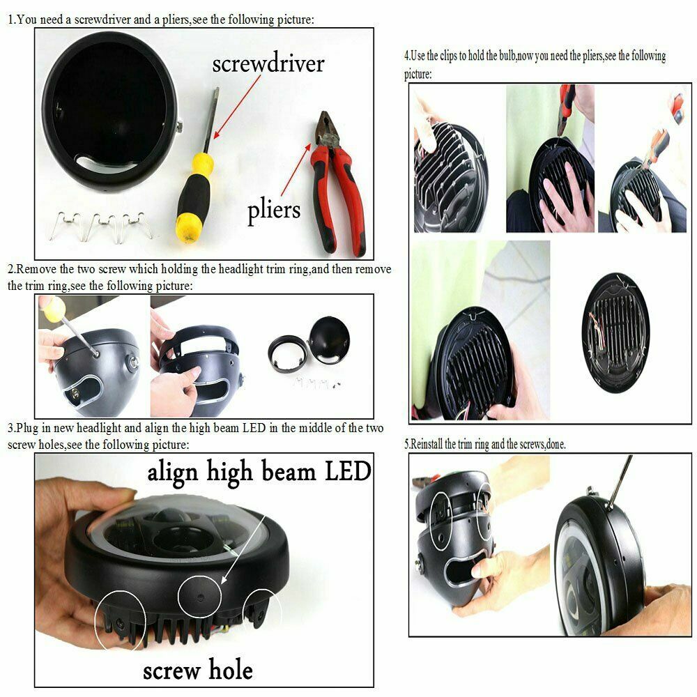 5-3/4″ 5.75inch Motorcycle LED Headlight Mount Housing Bucket Bracket For Bike