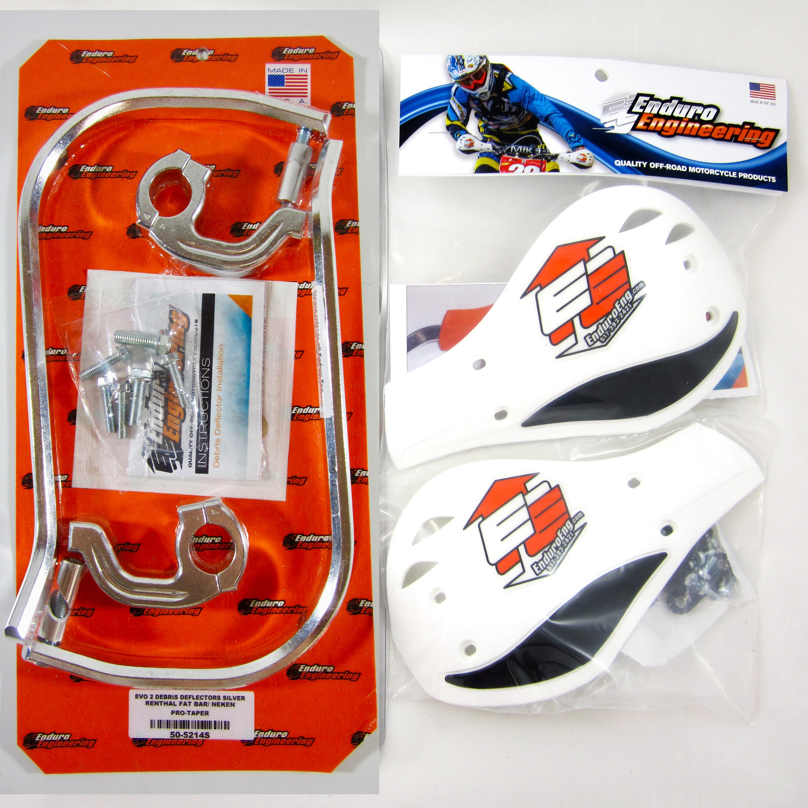Enduro Engineering Evolution 2 Handguards Sliver 1-1/8″ White Roost Deflectors