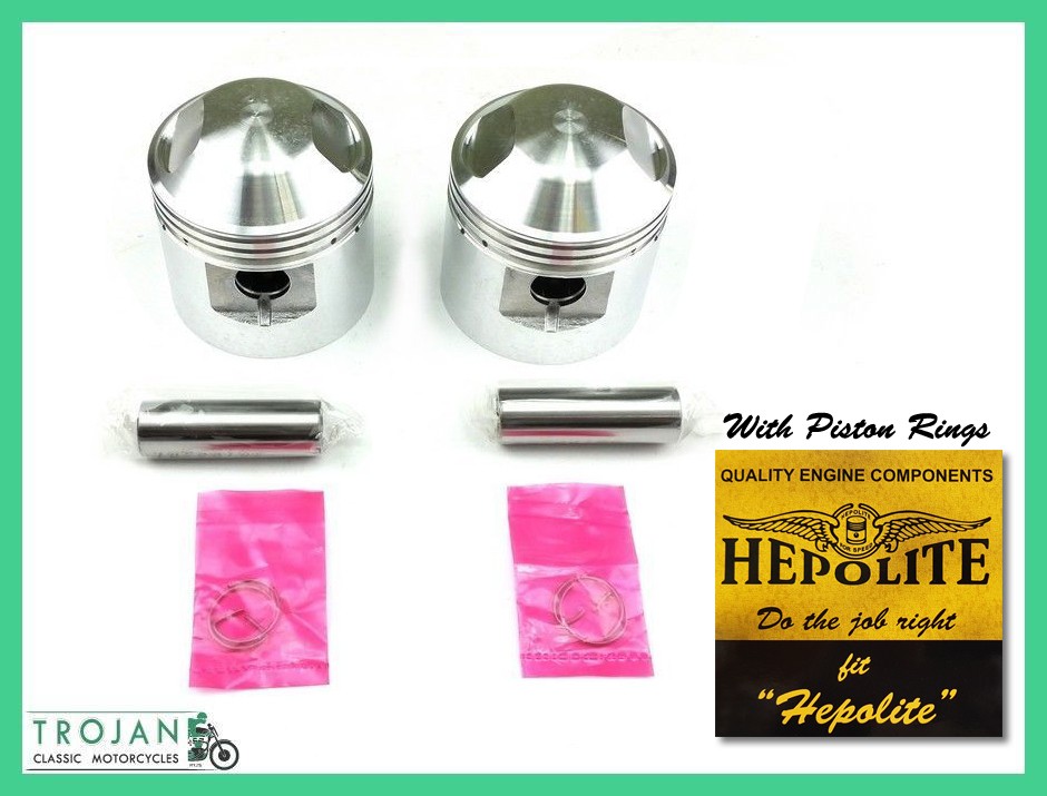 PISTON & RING SET, TRIUMPH UNIT 650, TR6 T120, 0.040, 70-9488 +40 THOU 650cc 9:1
