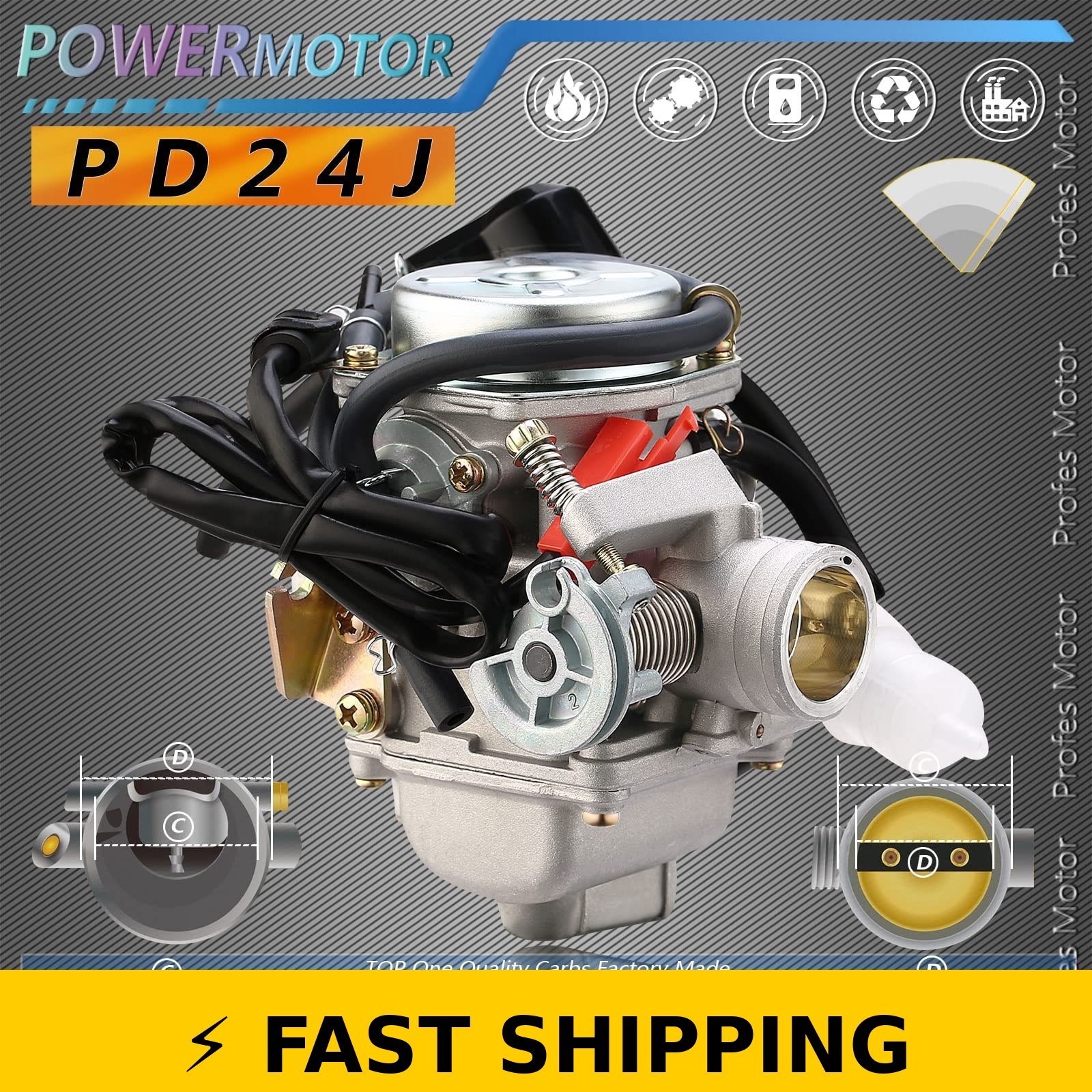 PowerMotor PD24J Carburetor for 125cc 150cc ATV & Scooter