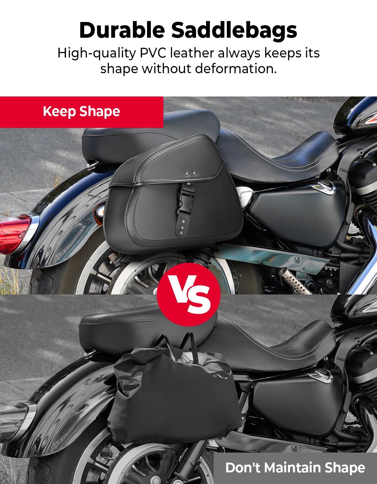 16L Universal Saddlebags Motorcycle Leather w/Buckle for Sportster Softail Dyna
