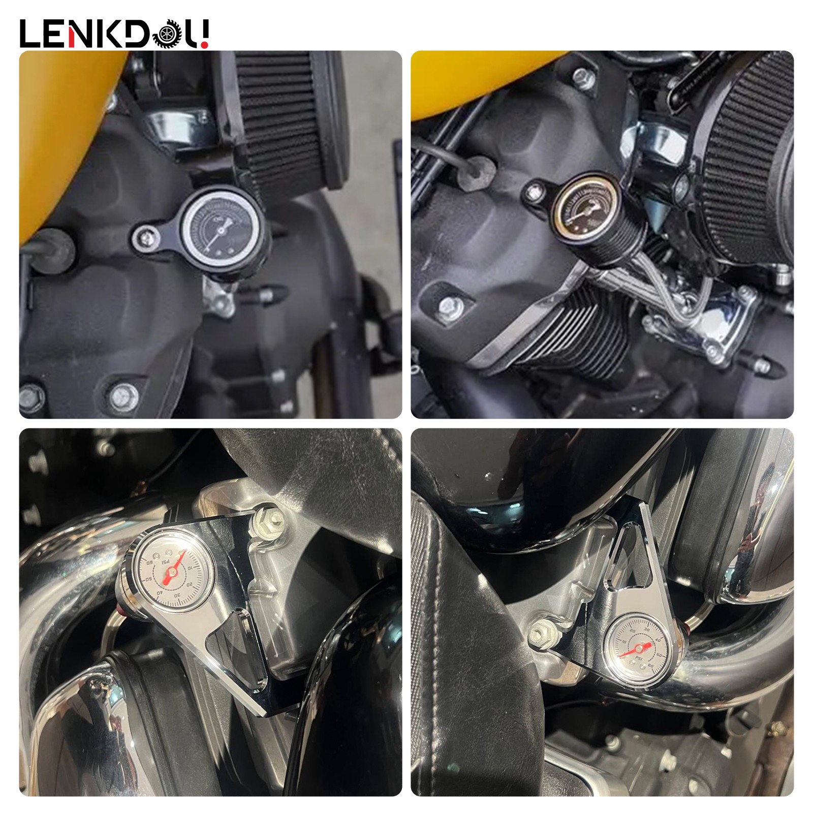 Engine Oil Pressure Gauge Kit For Harley Twin Cam Softail 1999-2017 Chrome