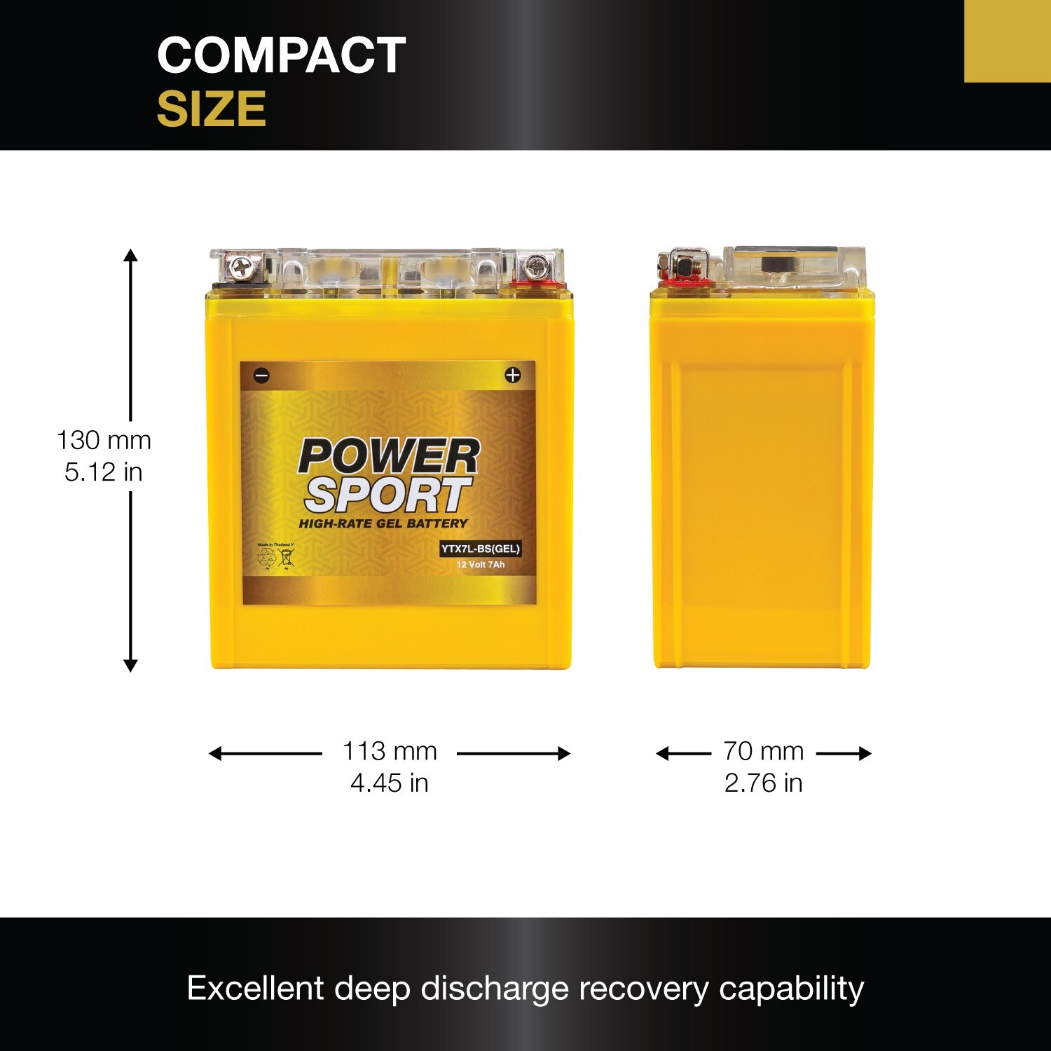 ExpertPower YTX7L-BS -12V7AH, 150CCA, Gel Battery Rechargeable Maintenance Free